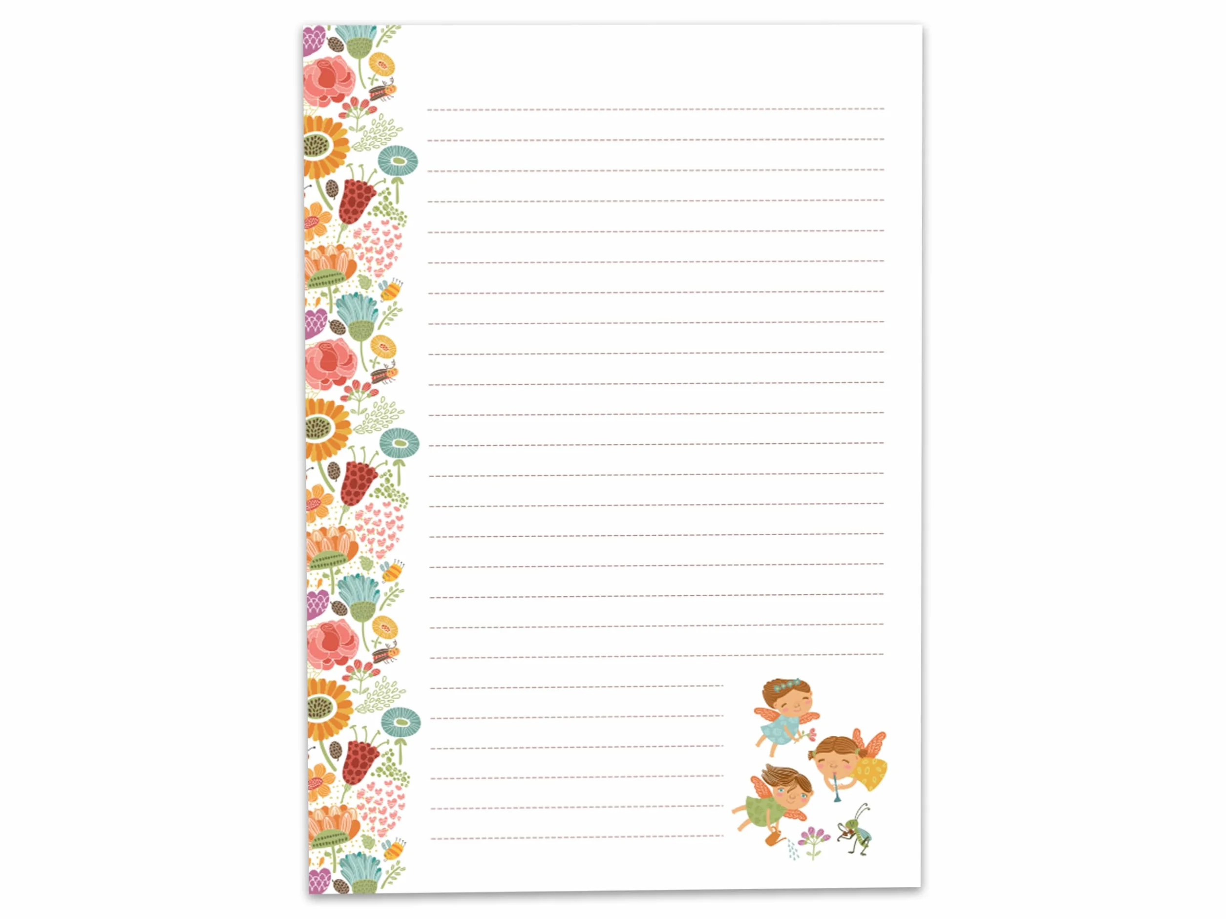 Bloc-notes A4 papier à lettre fleurs et fées 25 feuilles