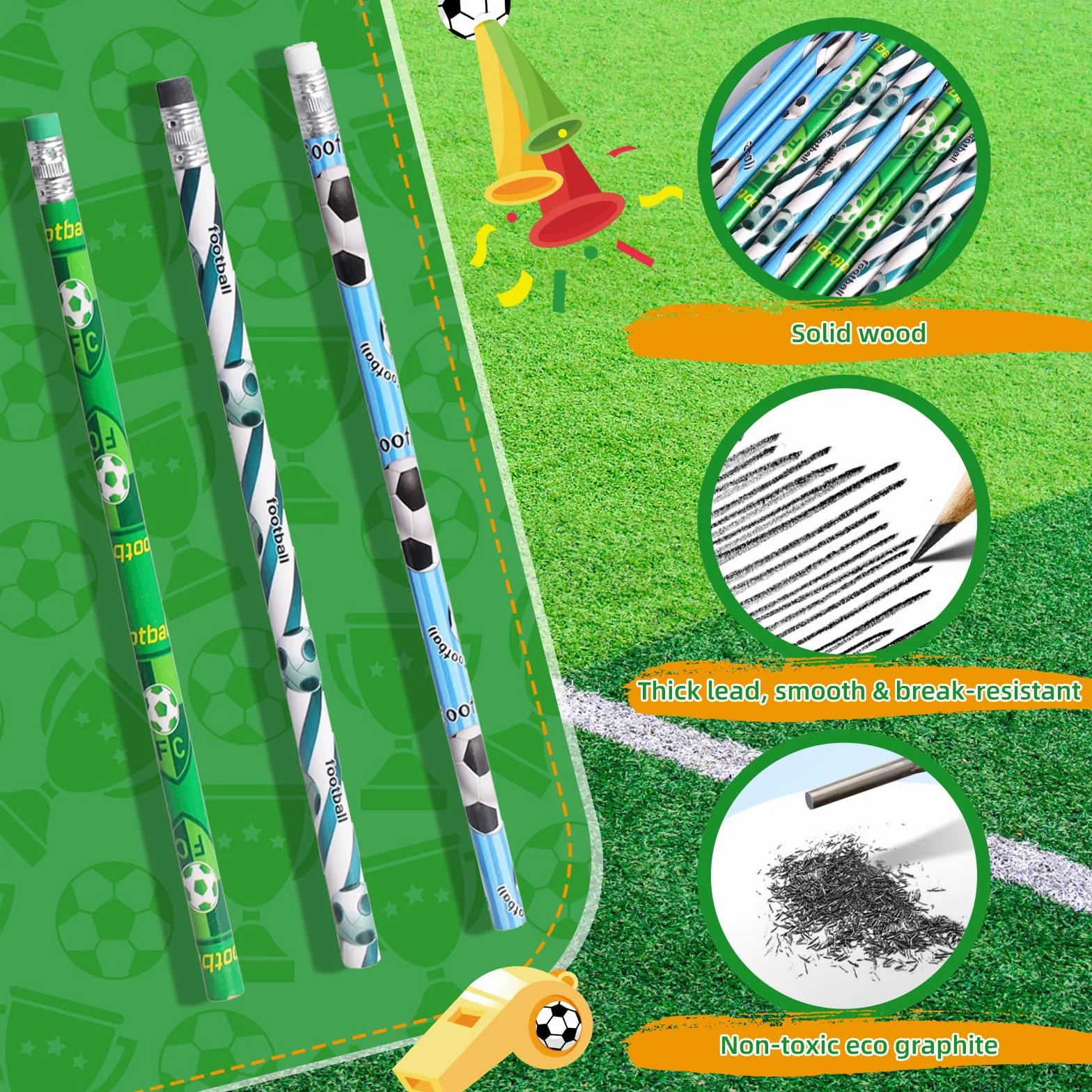 Carnet de notes football 20 pièces 24 crayons pour anniversaire fête classe fournitures bureau