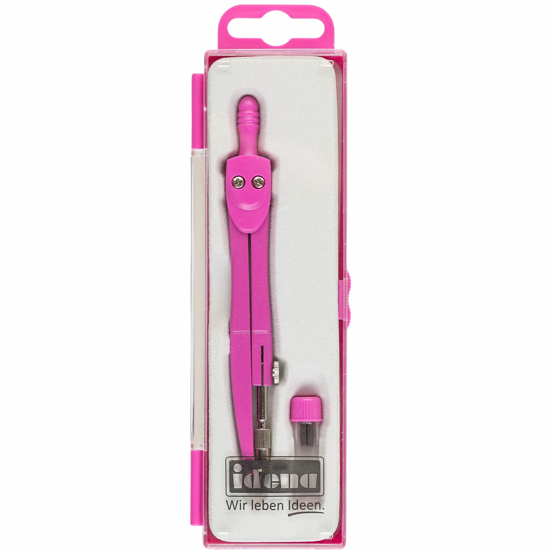 Idena Compas d'écolier avec mines de rechange, rose, 1 pièce