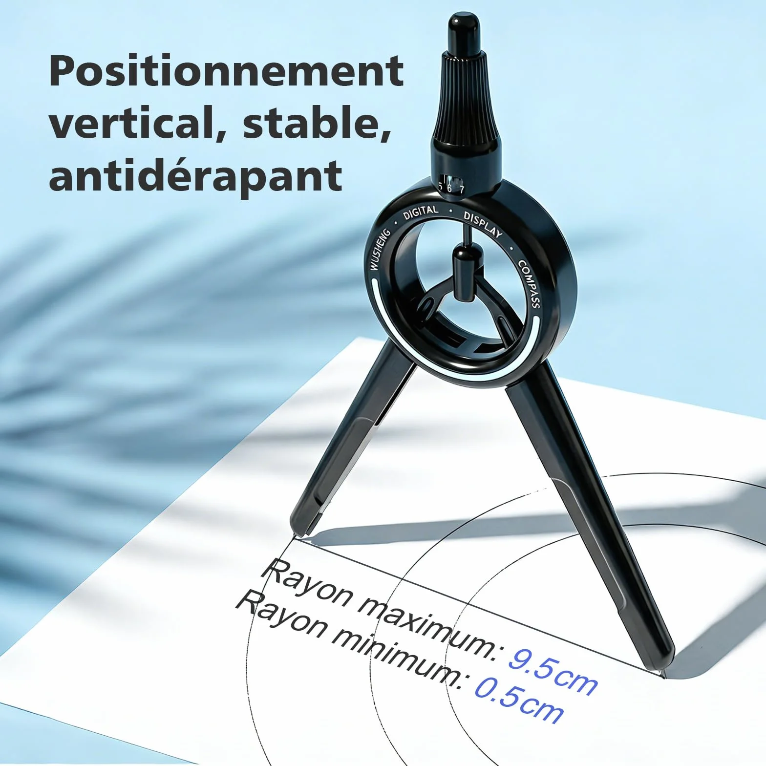 Compas Professionnel ROATEE Rayon Ajustable, Compatible Mine 0,5 mm, Géométrie et Dessin