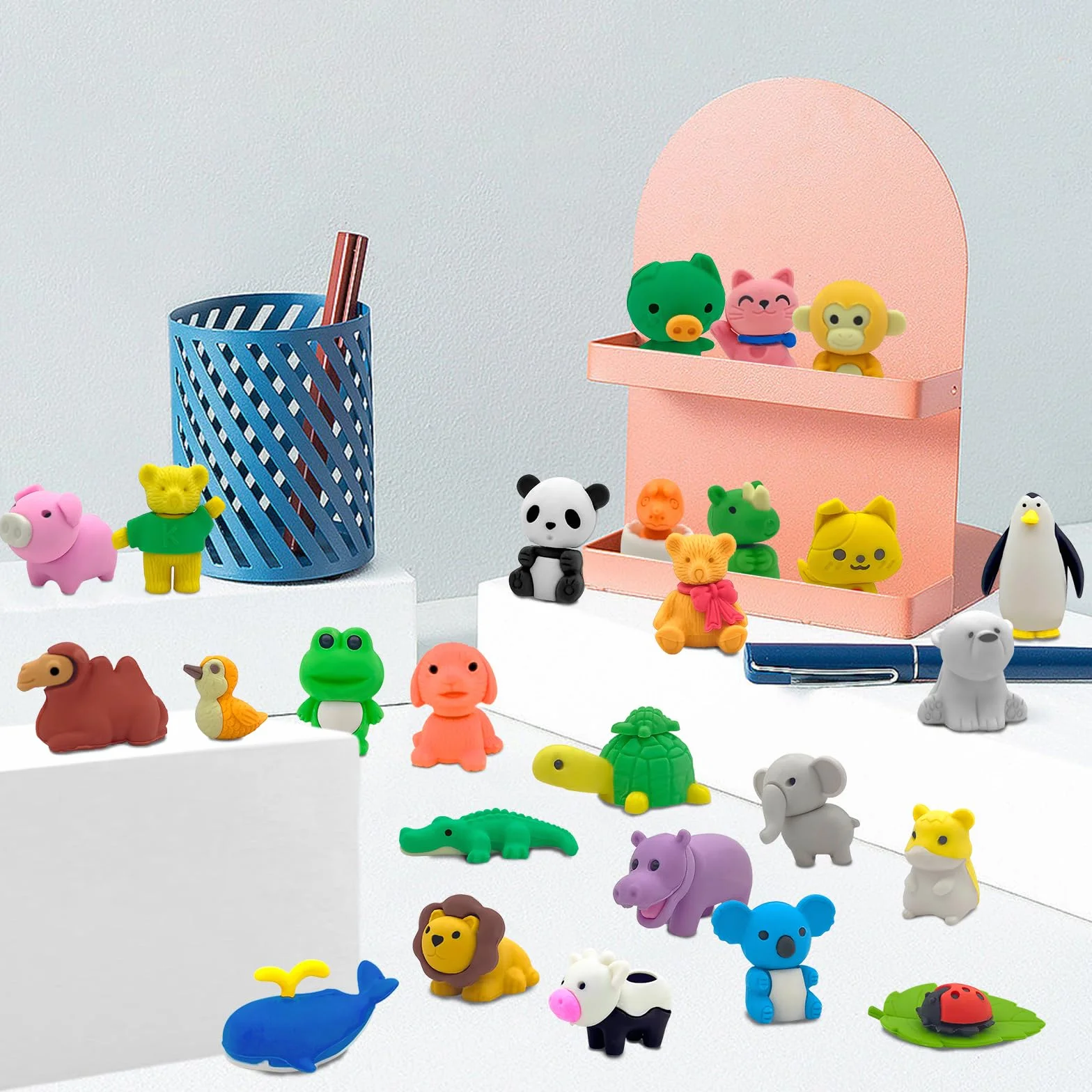 Gommes Animaux Fantaisie Caoutchouc 36PCS pour Enfants Kawaii Cadeaux Anniversaire École