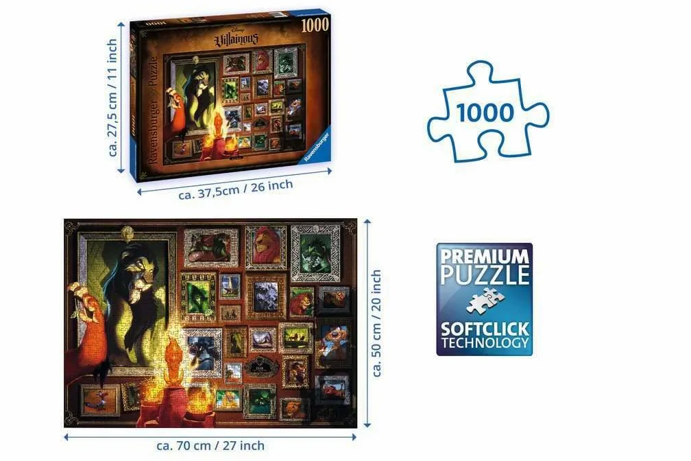 Ravensburger - Puzzle Adulte - Puzzle 1000 p - Scar - Collection Disney Villainous - 16524