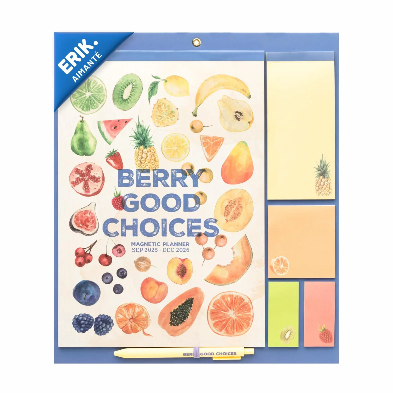 Calendrier Magnétique Frigo Fruits 2025-2026 | Planificateur Mensuel 16 mois Grupo Erik