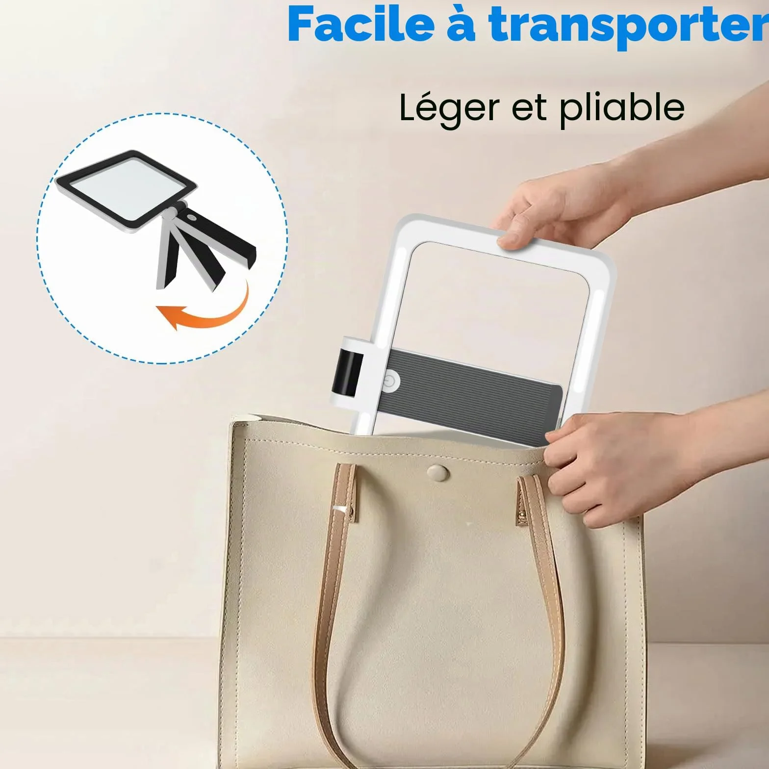 Loupe de Lecture avec Lumière 3x LED Ultra Lumineuses à Intensité Variable Pliable pour Personnes Âgées