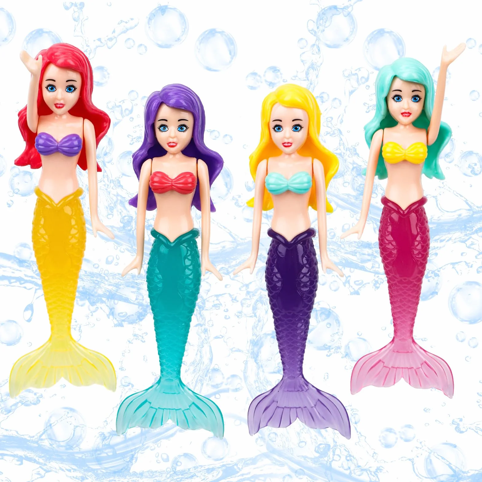 Tinoaly 4pcs Jouets d'eau Sirène en Plastique Qui Brillent dans Le Noir pour Piscine