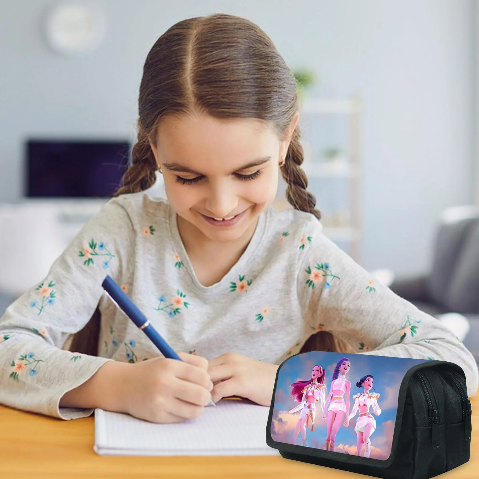 Trousse Scolaire Cartoon Grande Capacité Double Fermeture Éclair pour Enfants