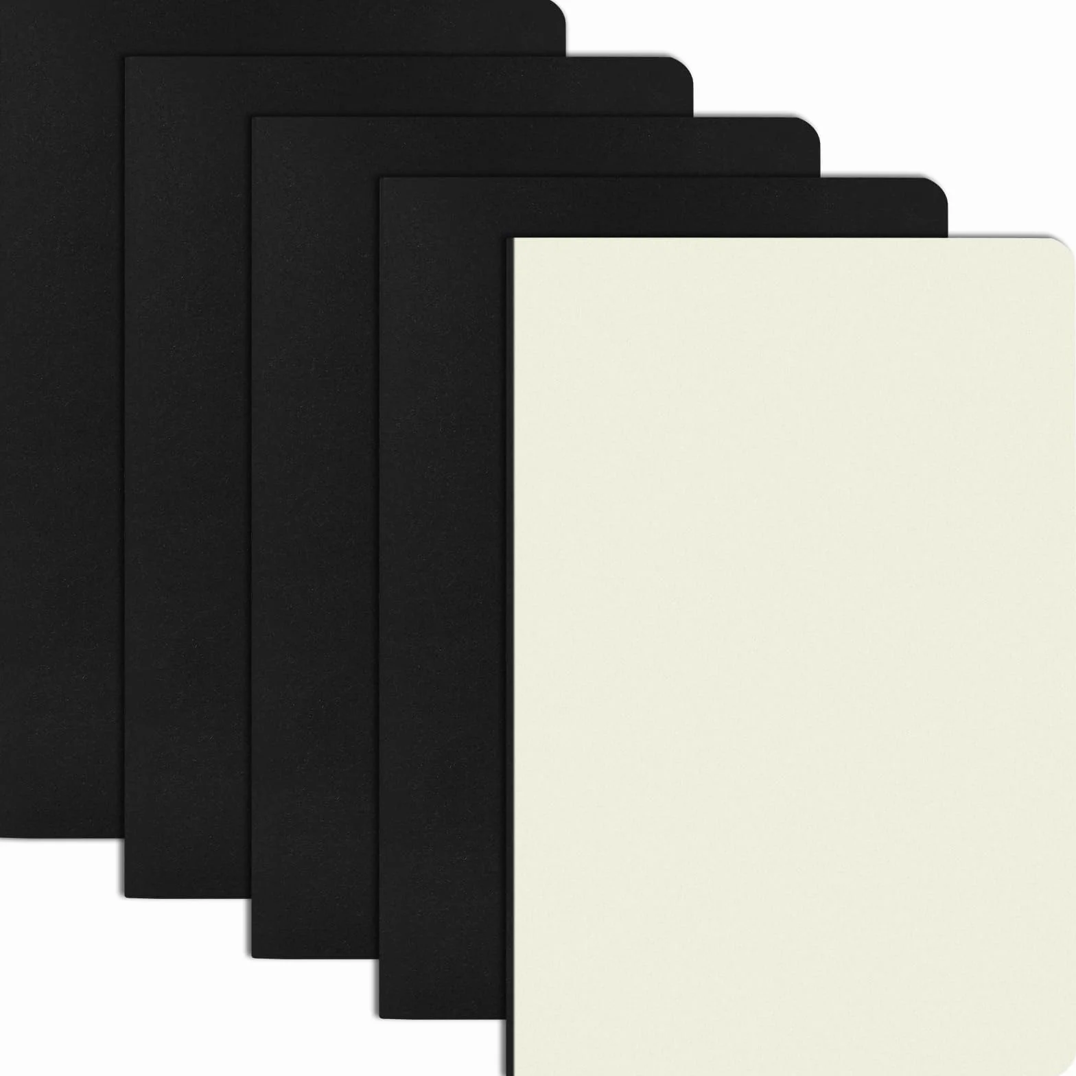 Cahiers A5 Lot de 5 Blocs Carnet de Notes Couverture Kraft Noir 60 Pages