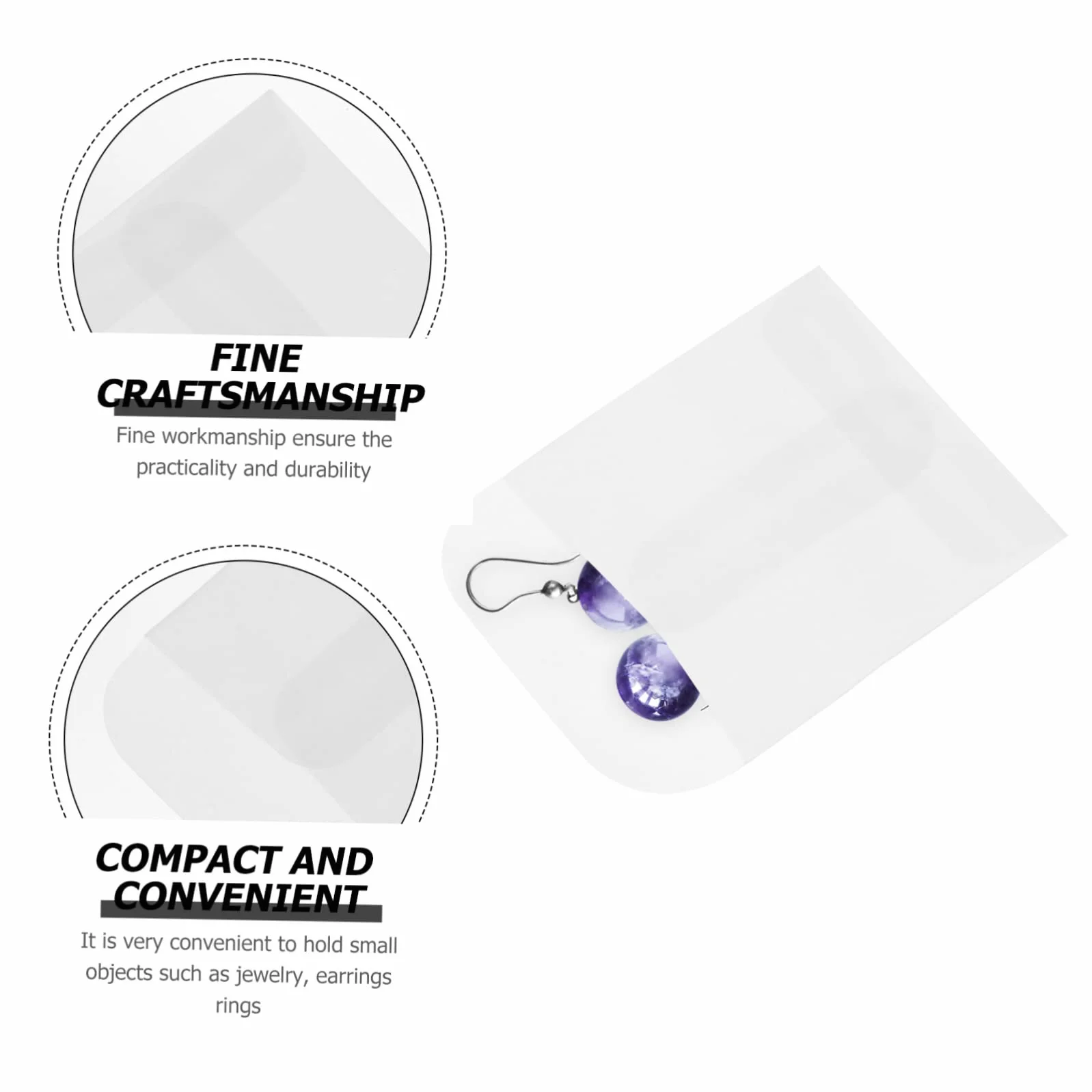 TEHAUX Mini Enveloppes Transparentes 3x5 cm 50 Pièces Pochettes Pour Bijoux Étiquettes Cartes De Visite