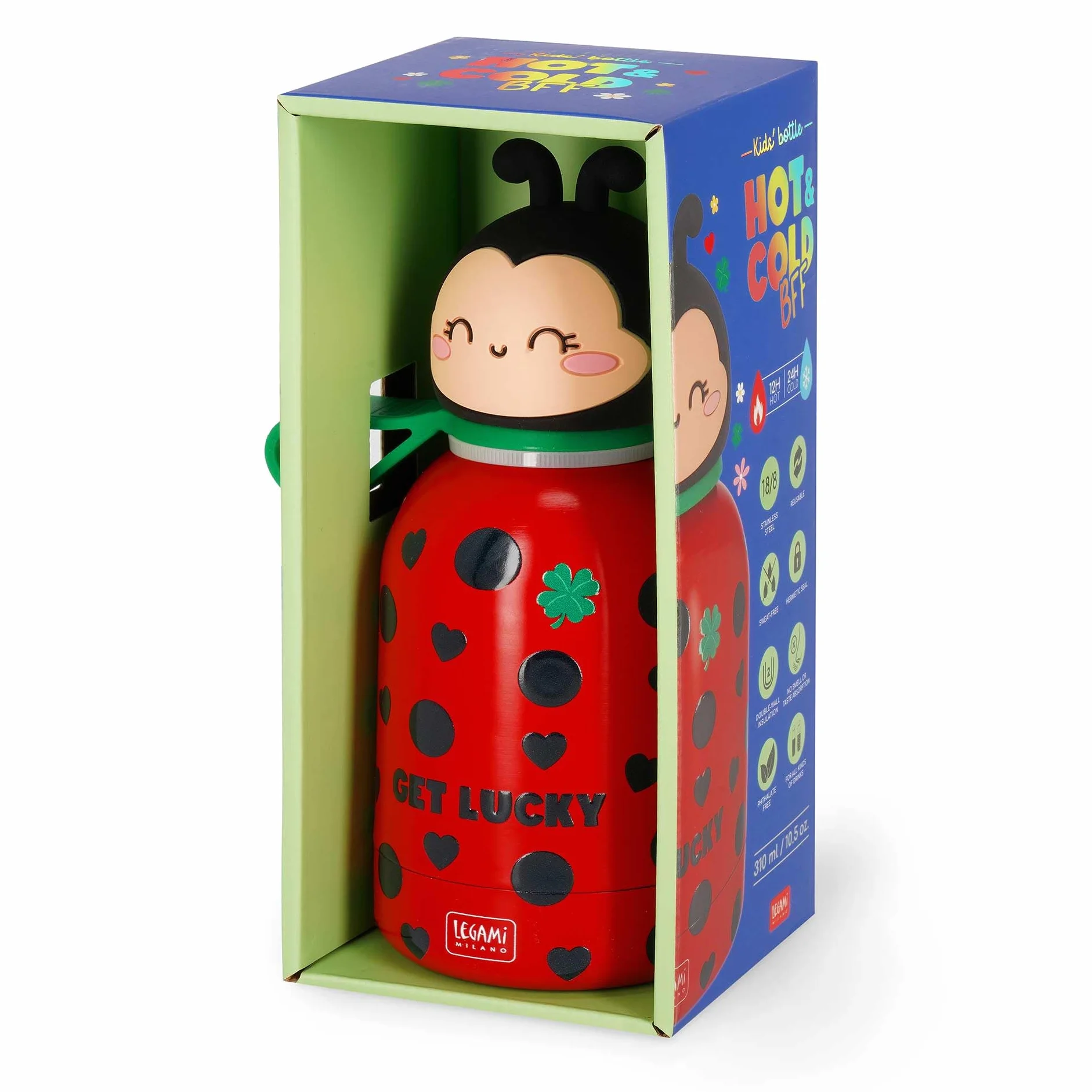 Legami Thermos enfant Hot&Cold BFF Ladybug acier inoxydable 18/8 double paroi fermeture hermétique 12h
