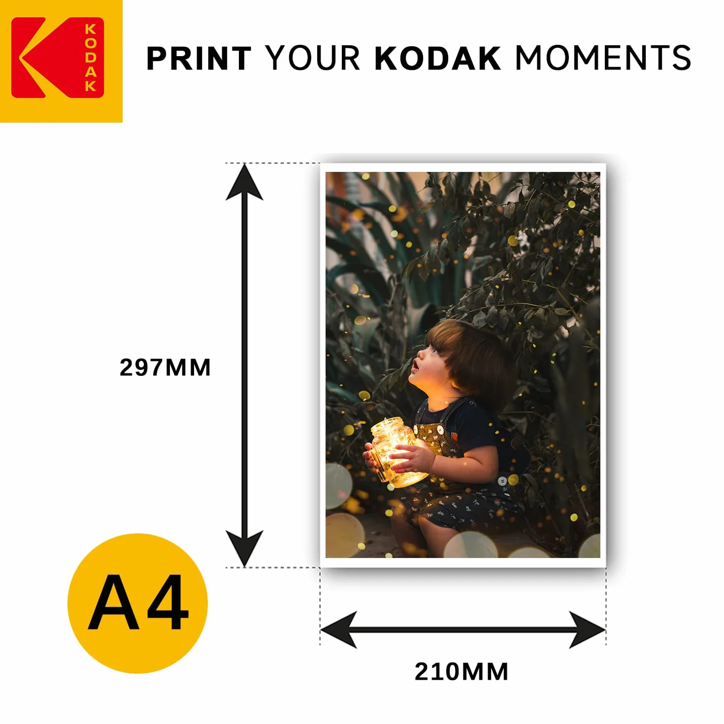 KODAK Papier Photo Brillant A4 230g/m² 25 Feuilles pour Impressions Jet d'Encre