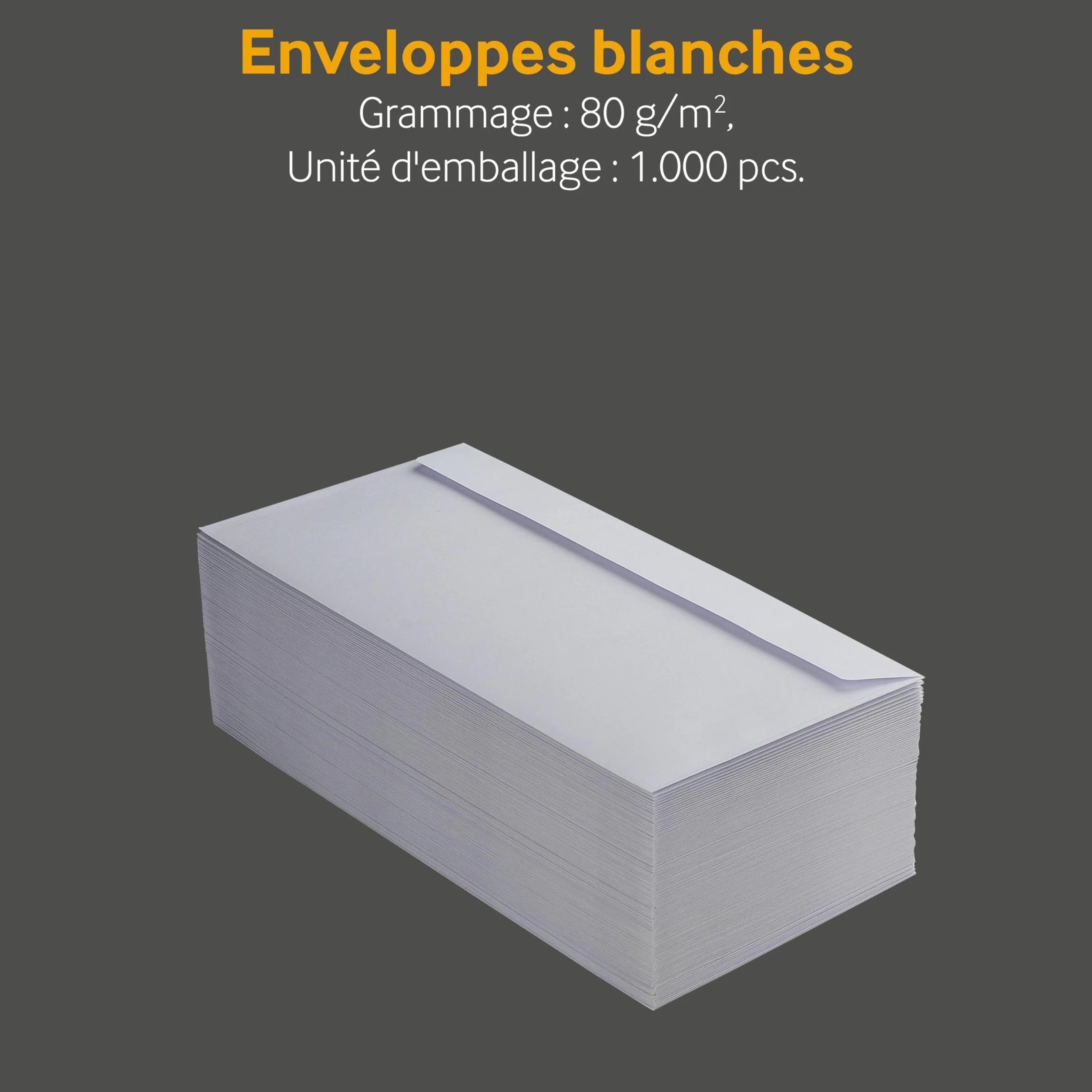 Enveloppes Blanches DL 110x220 mm 80 g/m² Rabat Droit Fermeture Adhésive Sans Fenêtre 24