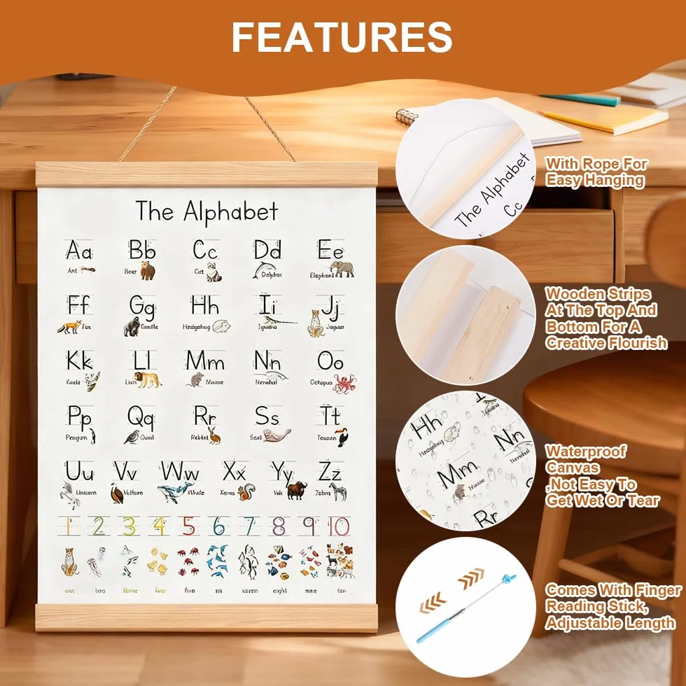 Affiche Alphabet Poster ABC Enfants Abecedaire Mural 40 x 30 cm pour Crèches Écoles Primaires