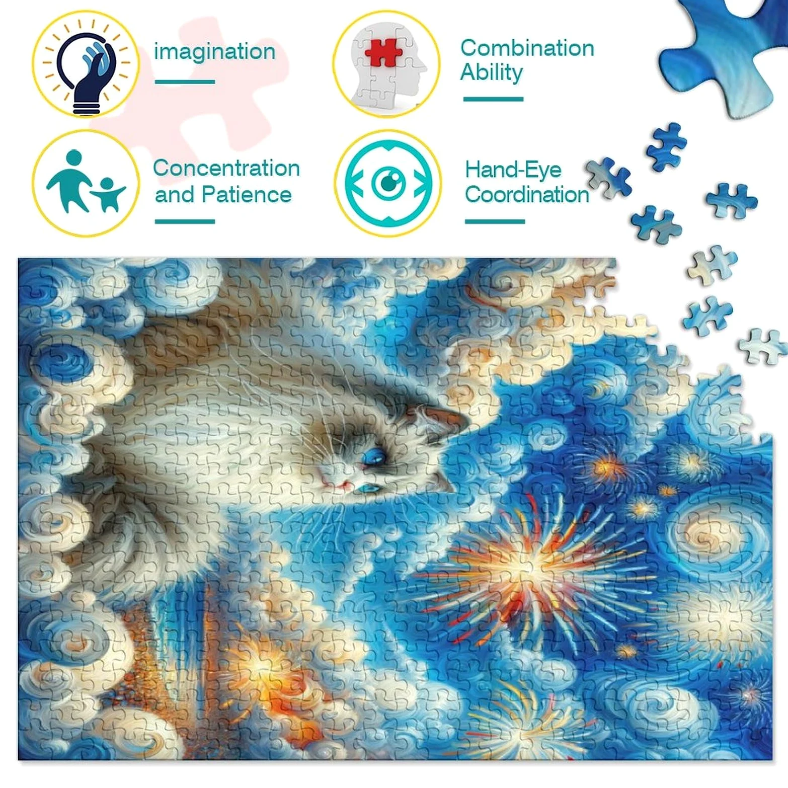 Mignon Le Chat Puzzle 1000 Pièces Adultes - Puzzle Adulte 1000 Pièces - Puzzle À Impression De Haute Qualité - Puzzle Art 1000pcs (75x50cm)