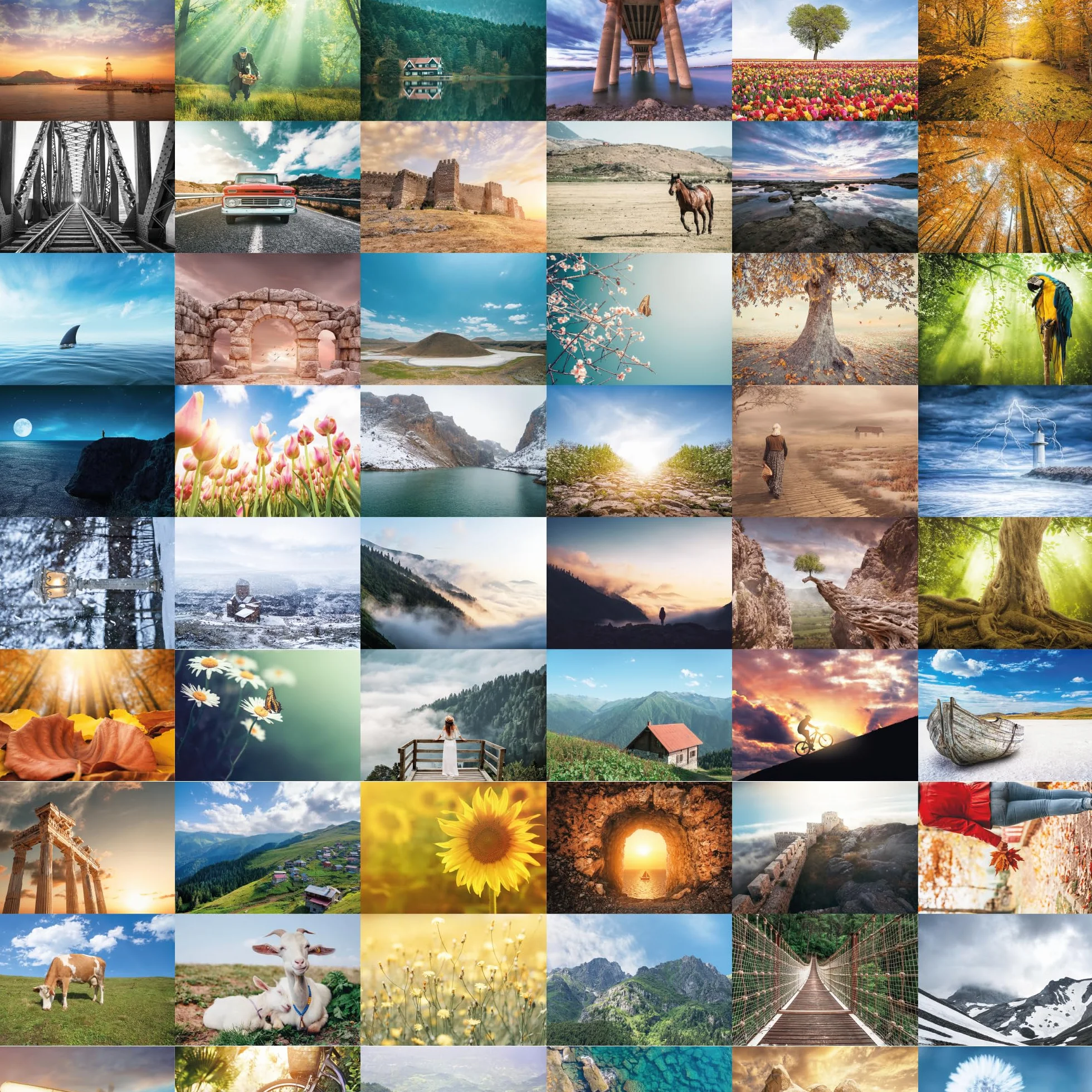 Lot de 64 cartes postales - Nature, animaux et paysage - Postcrossing