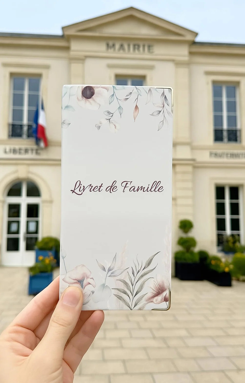 Nemau Étui Livret de Famille Protège-Livret Officiel Housse Gomme Expansée Format Mairie Fabriqué France Souple Imperméable Élégant Modèle Fleurs Bohèmes