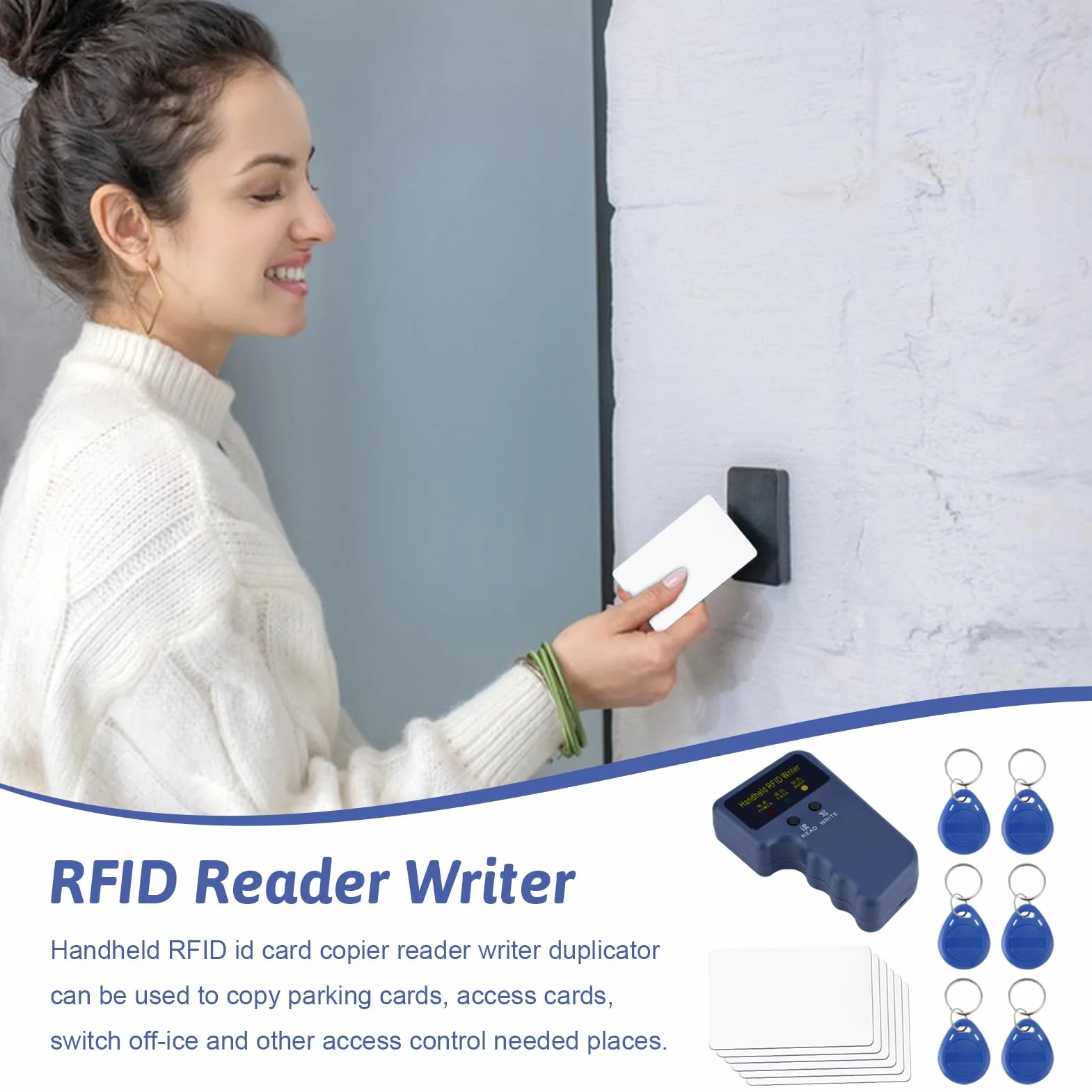 Lecteur duplicateur carte identification portable 125 kHz haute performance copieur cartes stationnement