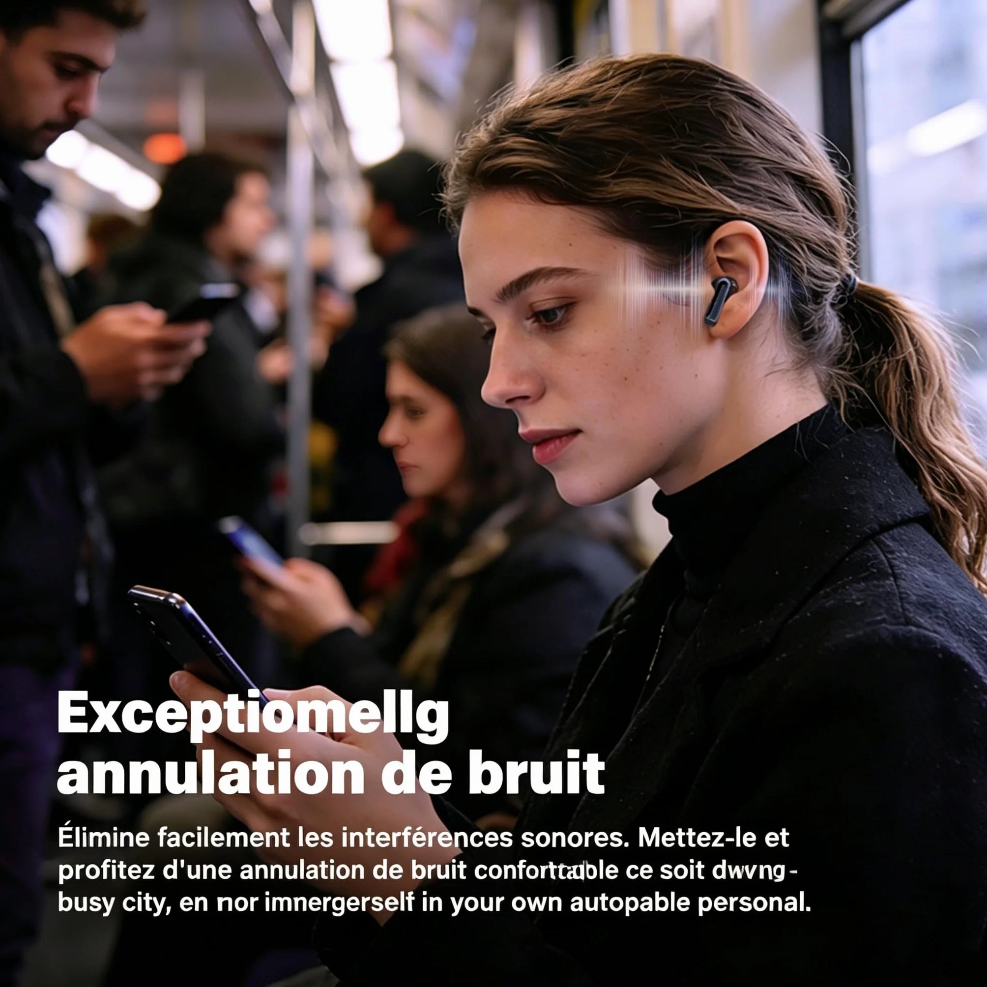 Ecouteur Traducteur Instantané 165 Langues Bluetooth 6.0 Écran Tactile 7 Modes Autonomie 60 h Noir