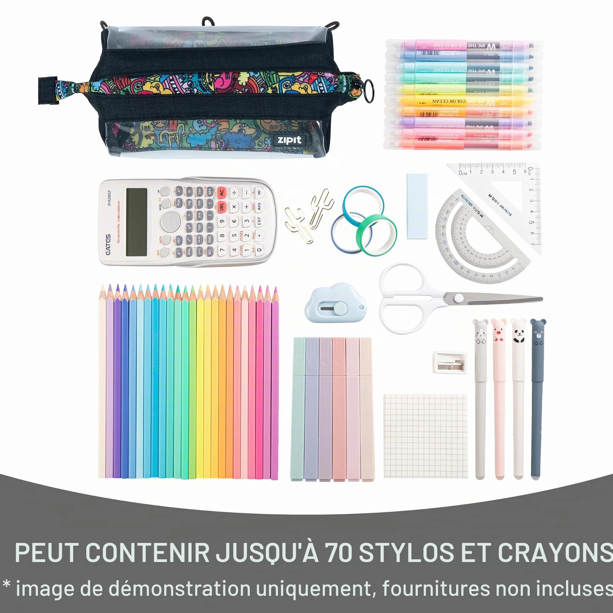ZIPIT Lenny Trousse à Crayons Grande Capacité pour École et Bureau