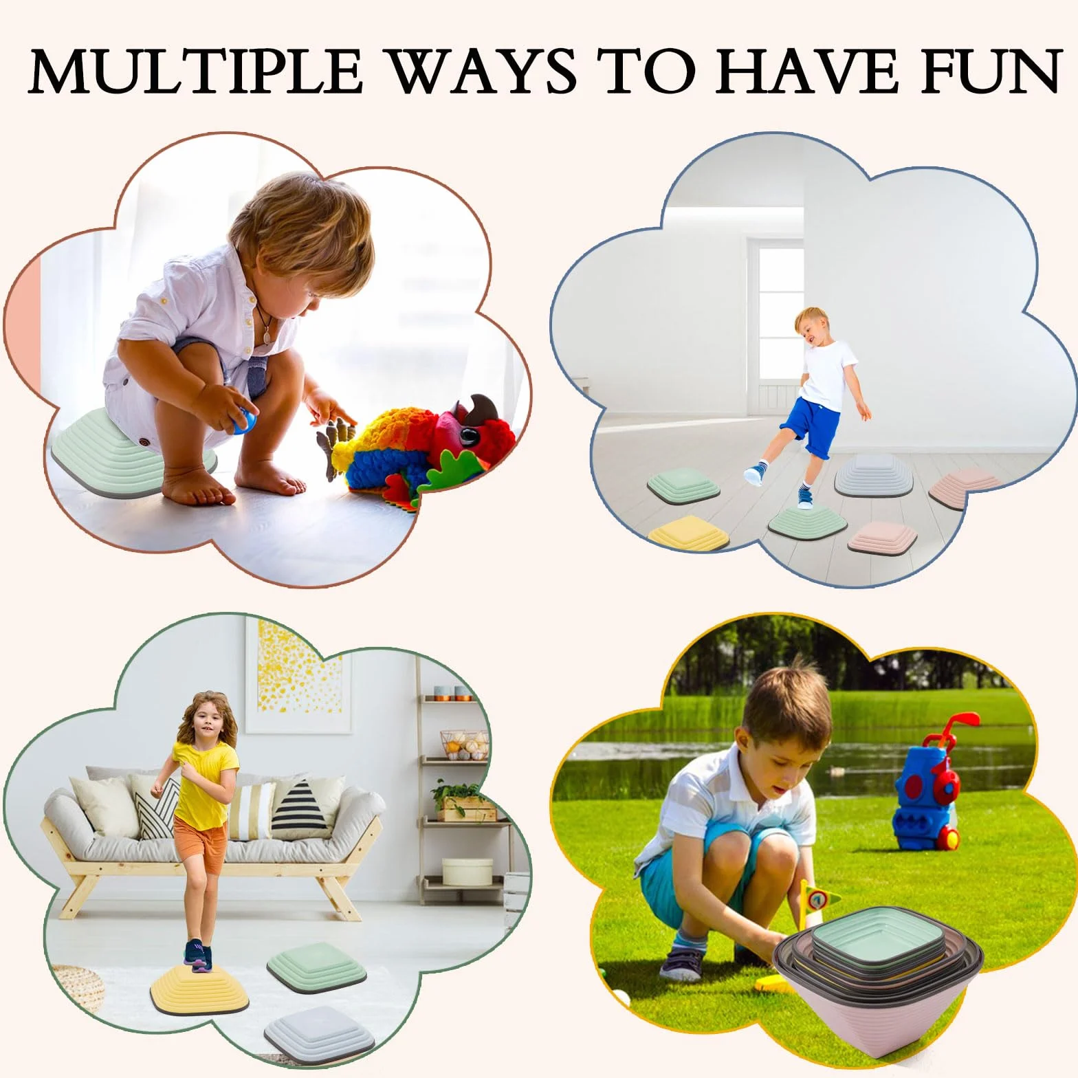 D'équilibre pour Enfants 11 PCS Antidérapant Stepping Stones Sensorielles Intérieur Extérieur Parcours de Motricité 3-8 Ans
