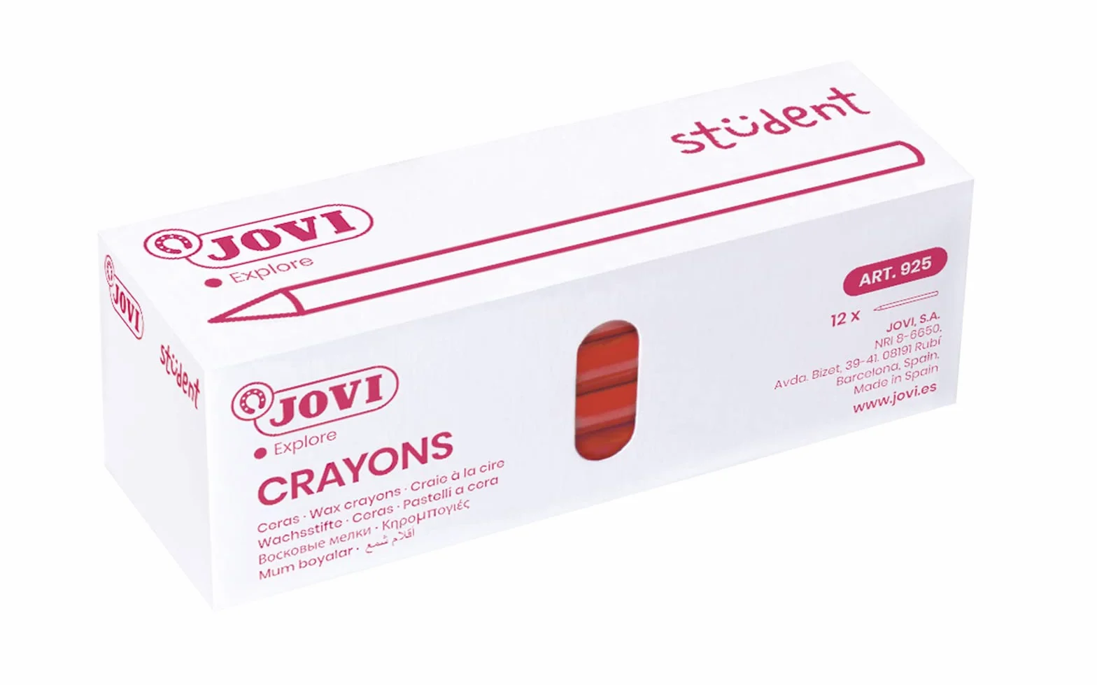 Jovi Crayons Student Boîte de 25 Crayons en Plastique Couleur Or sans Gluten
