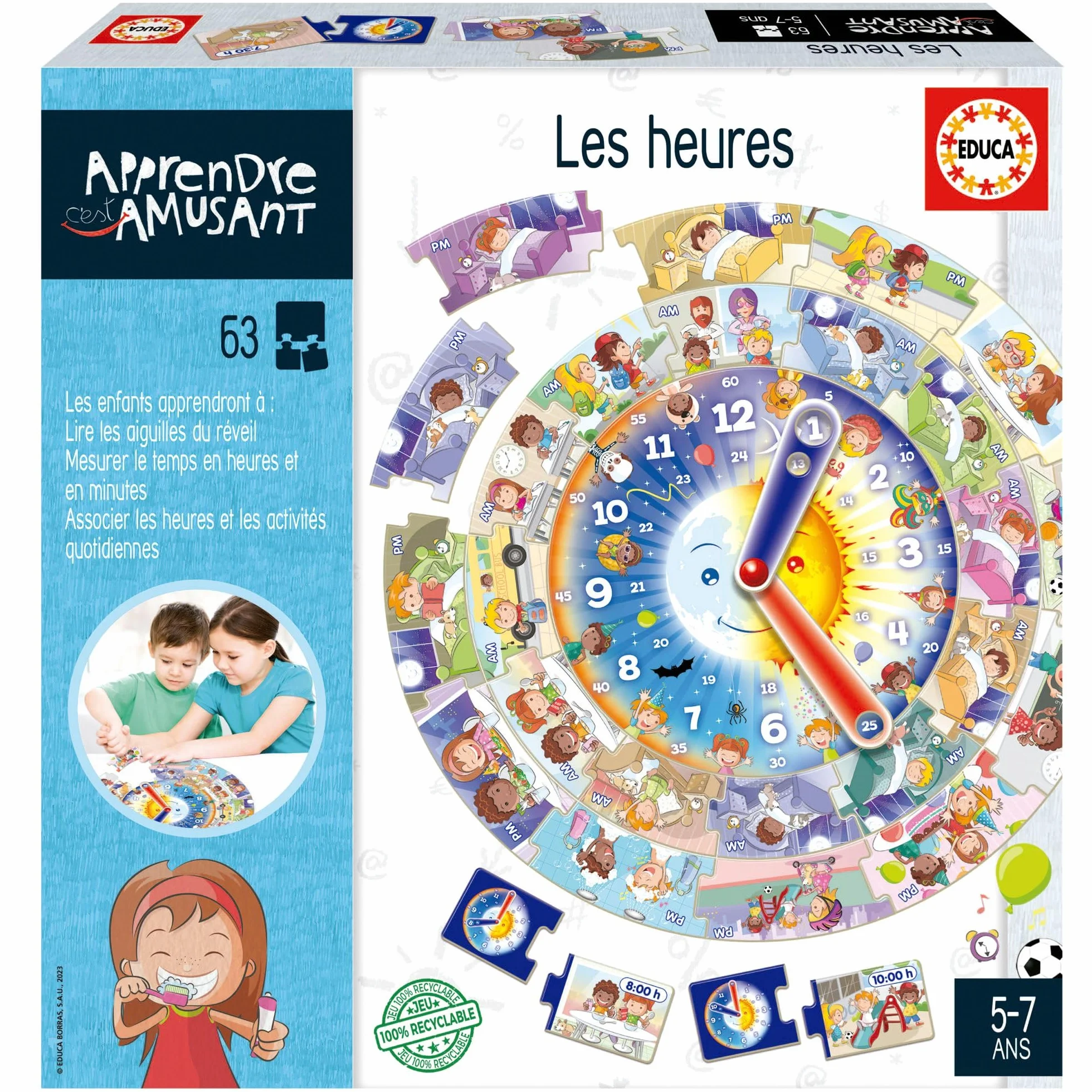 Educa Jeu éducatif Les Heures Apprendre à Lire l'Heure Enfants 5 Ans 19601
