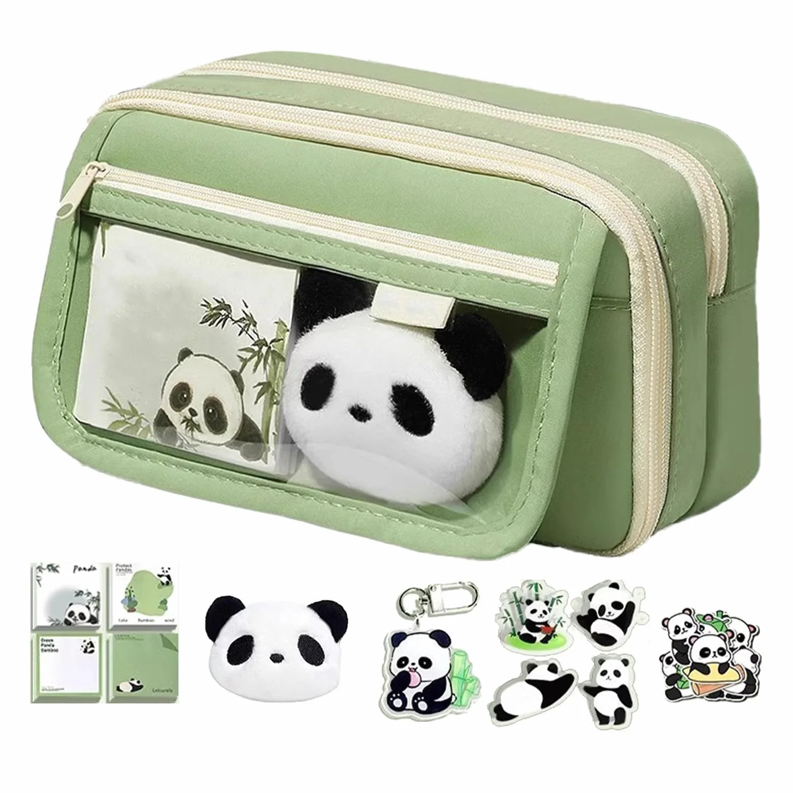Trousse Scolaire Panda Grande Capacité Étui à Crayons Kawaii Sac à Crayons Plusieurs Compartiments