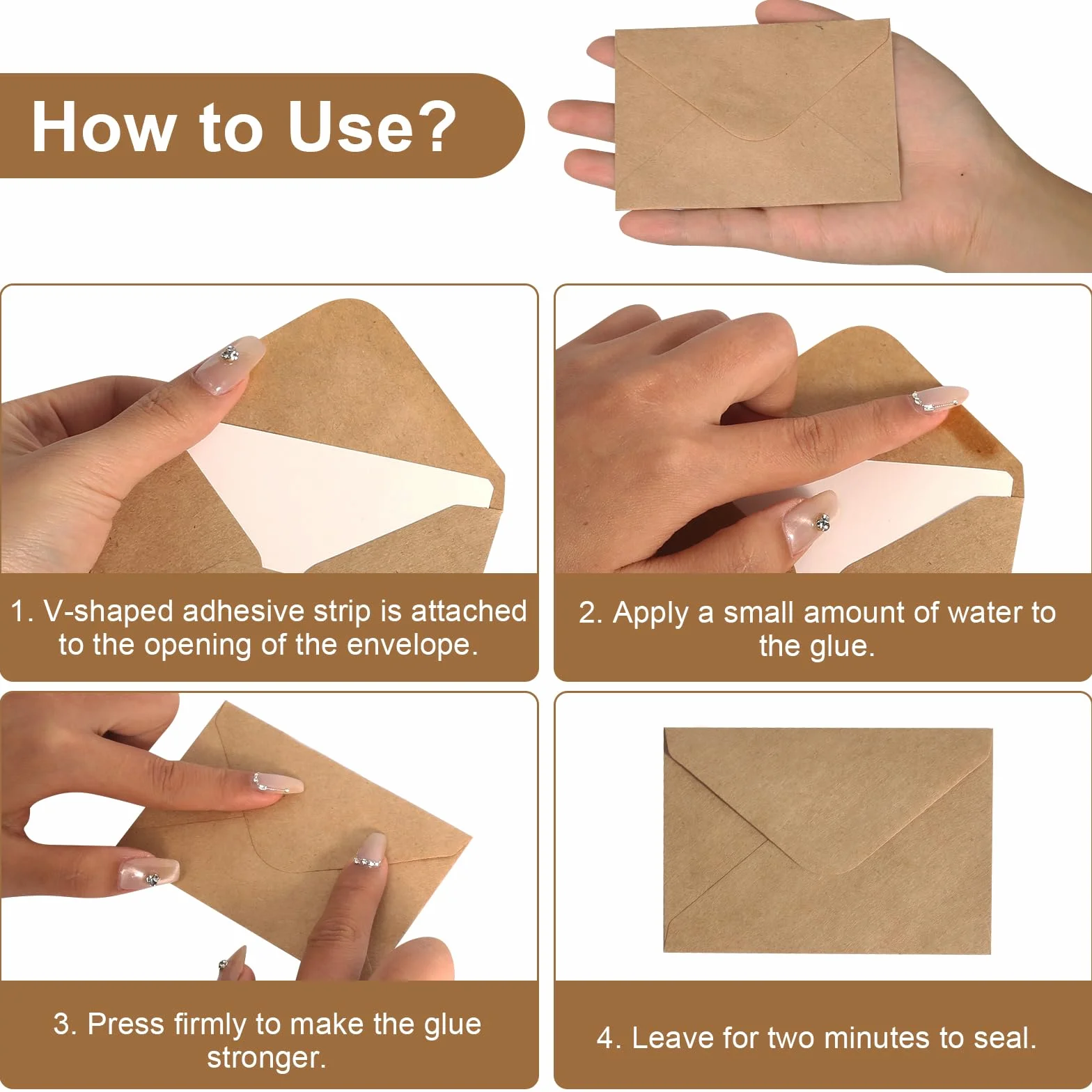 Enveloppes en Papier Kraft Vintage 100 Pièces Mini Enveloppes 100 Cartes Vierges pour Lettres Cartes de Vœux
