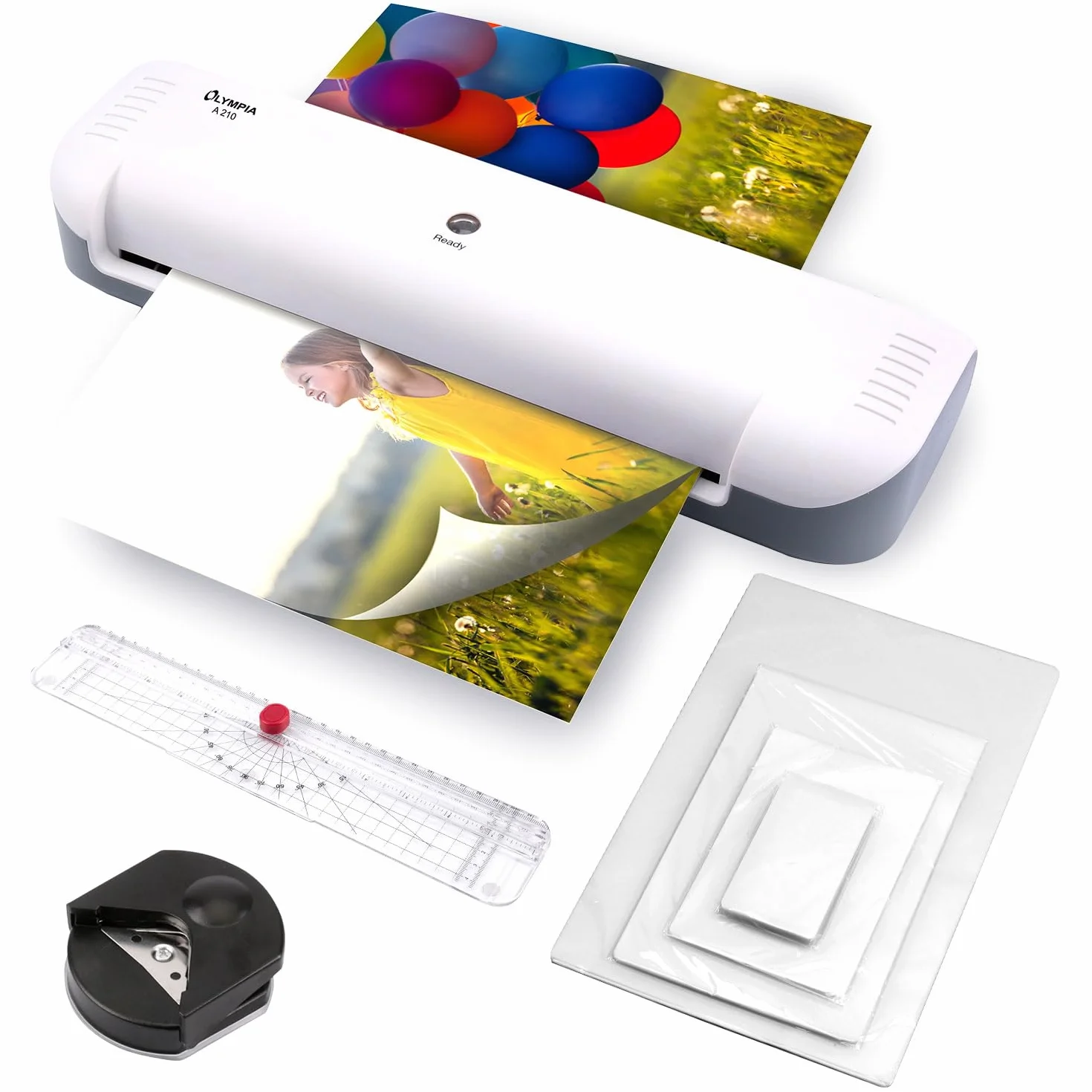 Olympia Plastifieuse A210 4 en 1 A4 | Plastifieuse, coupe-papier et arrondisseur d'angle pour bureau école maison