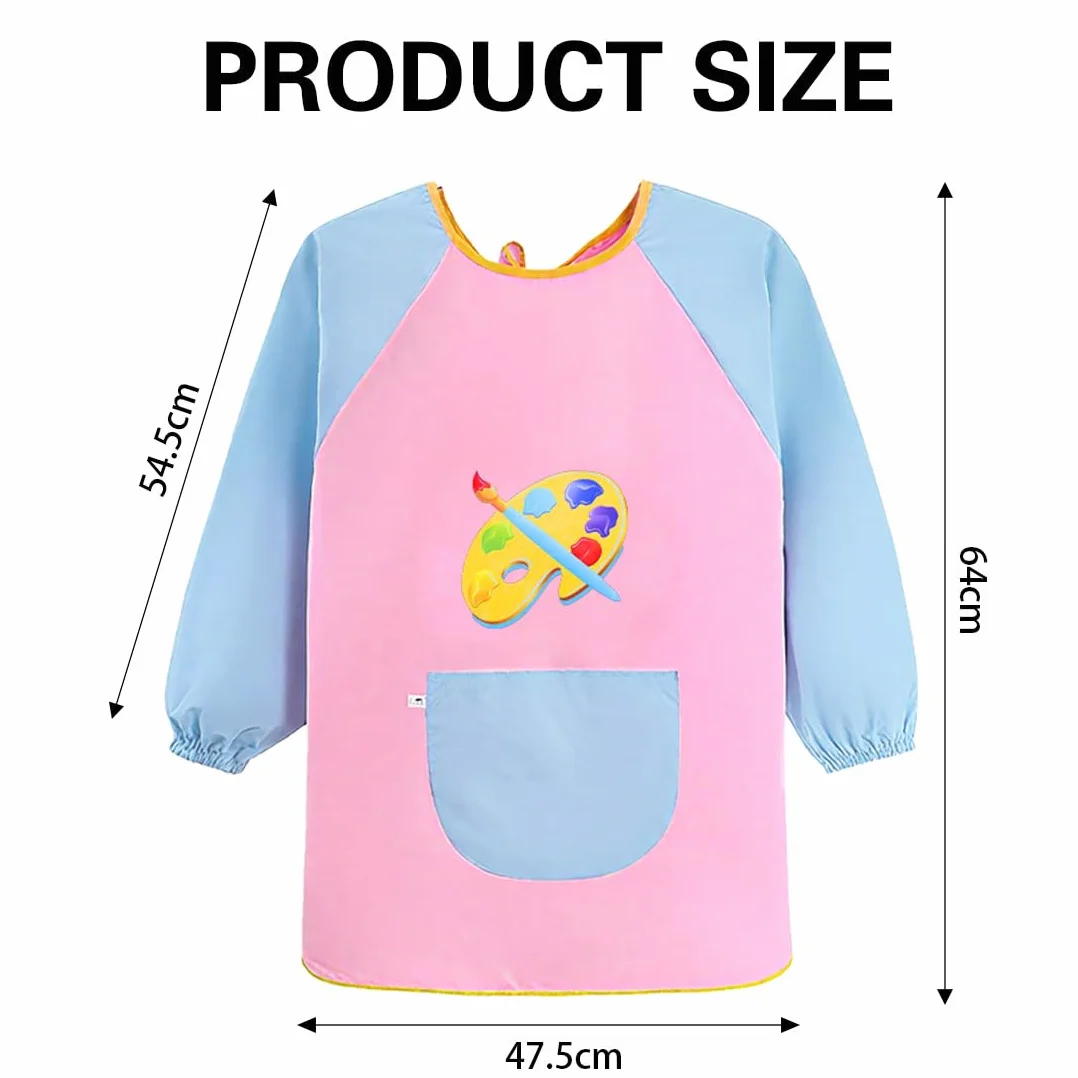 HUKUMA Tablier Peinture Enfant Imperméable Manche Longue 7-11 Ans avec Poche