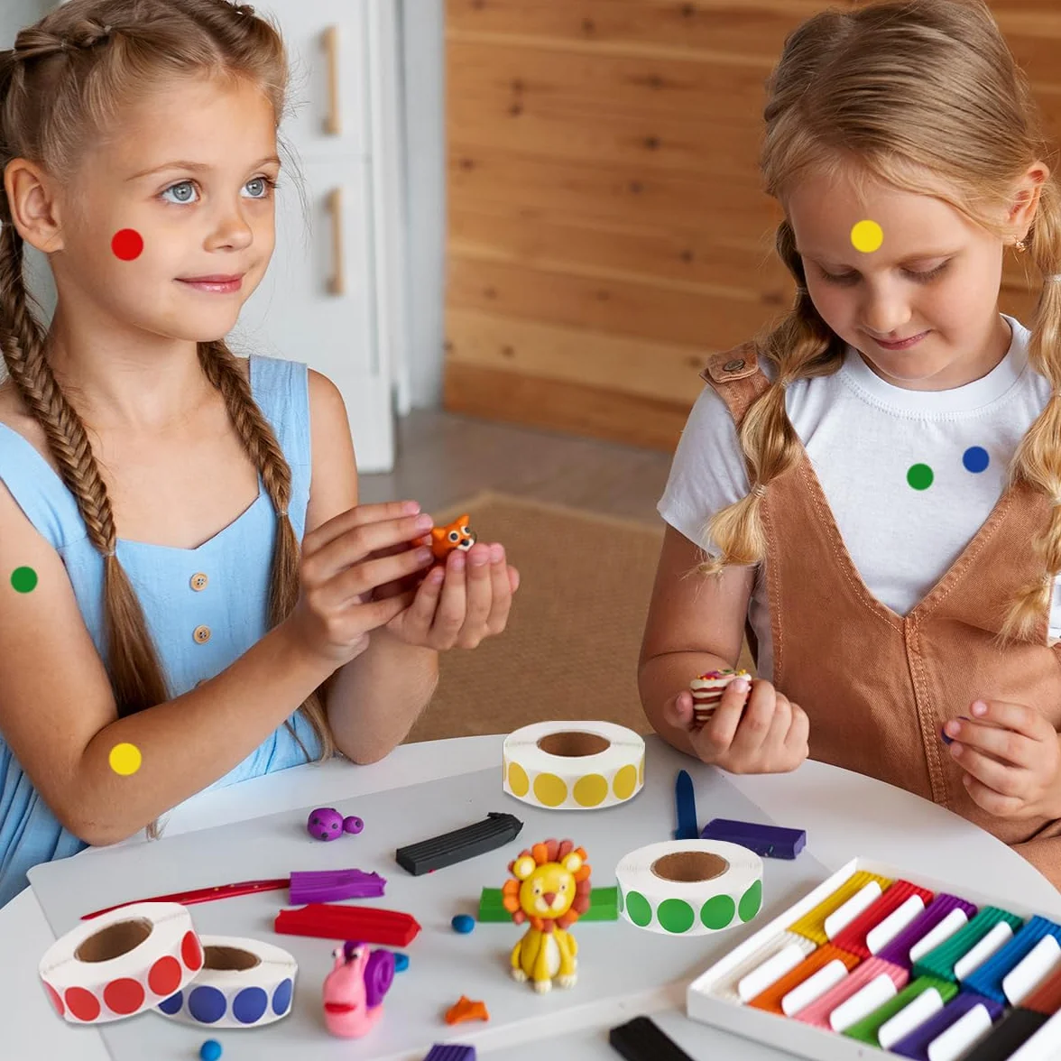 Gommettes Autocollantes Rondes Multicolores 13 mm 4000 Pièces 4 Rouleaux pour Tri Bureau Marquage Bricolage