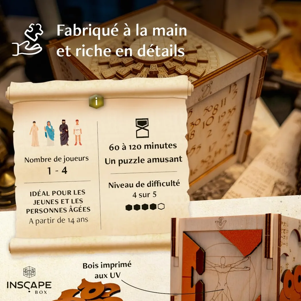 INSCAPE Da Vinci´s Marvel - Boîte de puzzle en bois - Boîte de puzzle - Escape Room - Jeu de puzzle pour adultes et enfants - Puzzle 3D en bois - Cluebox - Jigsaw Puzzle