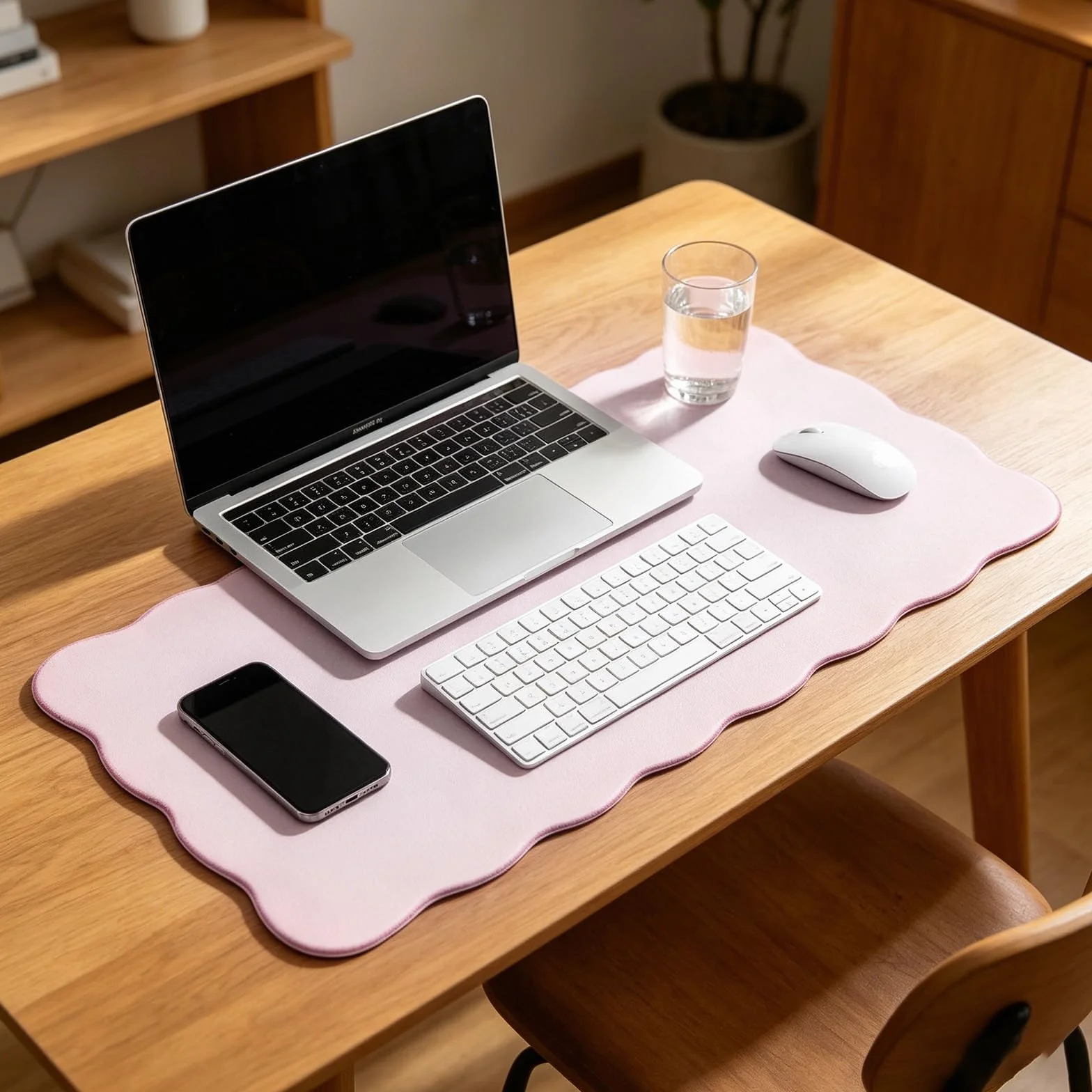 Tapis de Bureau Grand 80x40 cm Antidérapant Liège Naturel Cuir PU Imperméable Rose Pourpre