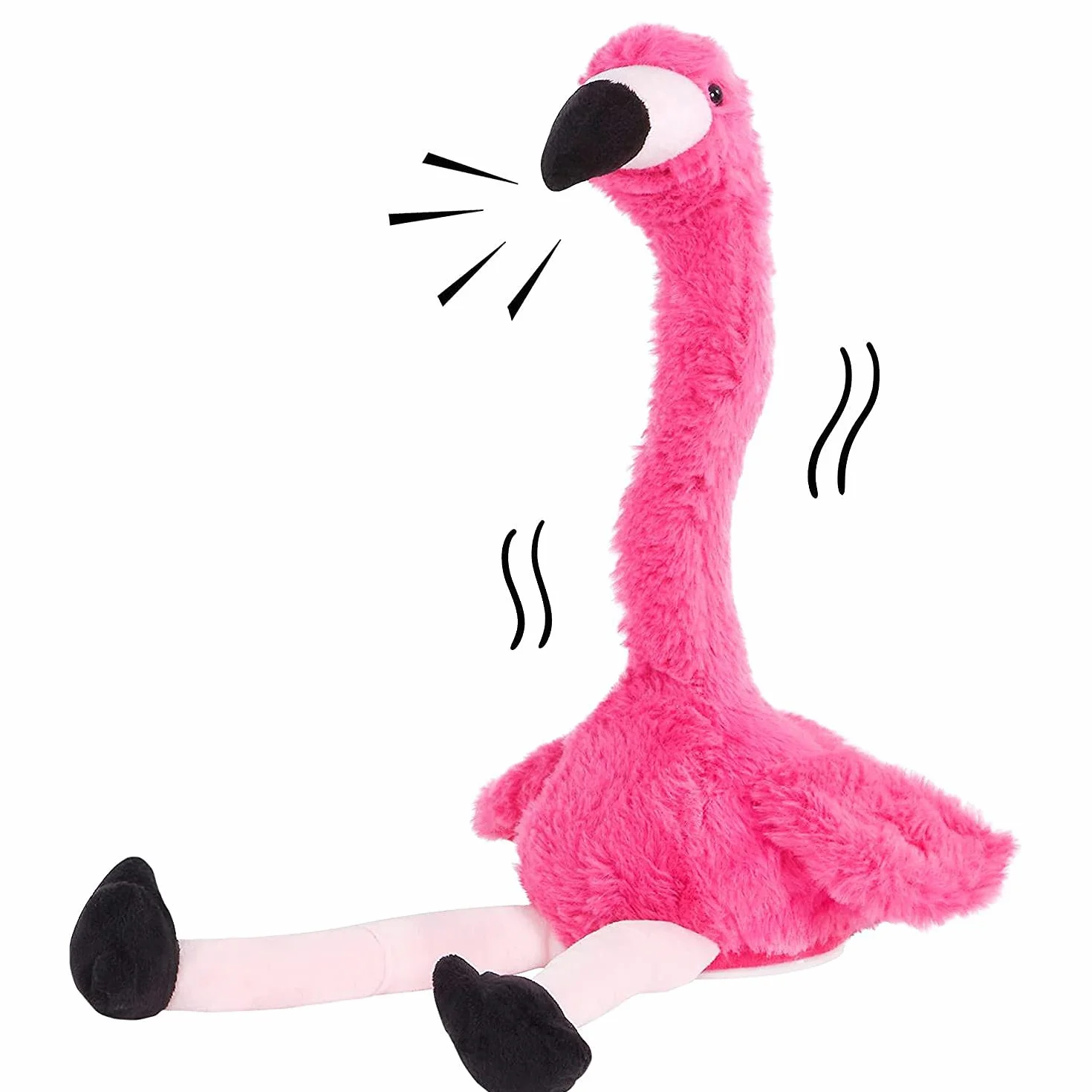 Flamant Rose Parlant Jouet Électrique en Peluche 35 cm