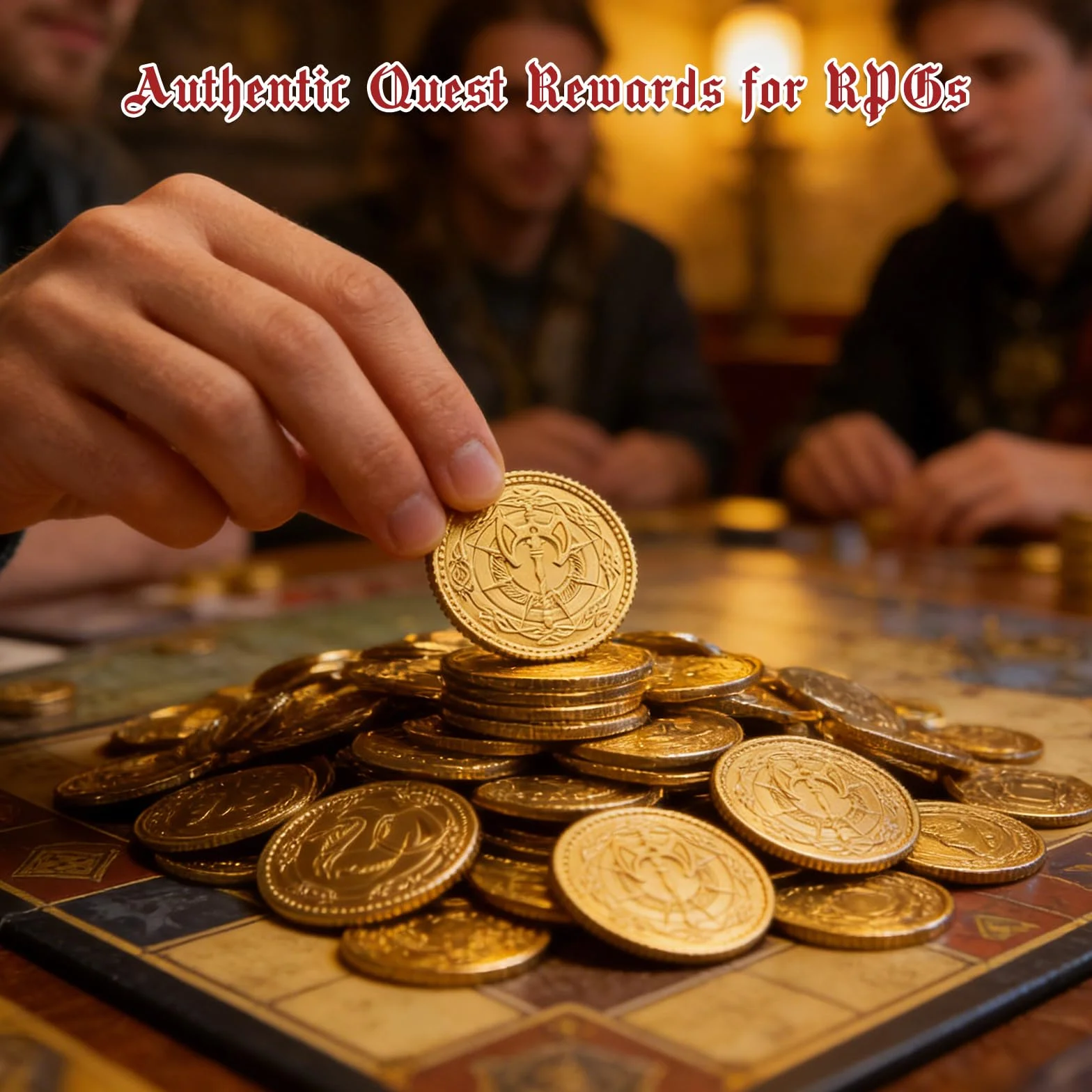 Dragon Yue DND pièces en métal dorées lot de 100 avec pochette en cuir, ensemble de trésor pour donjons et dragons accessoires RPG