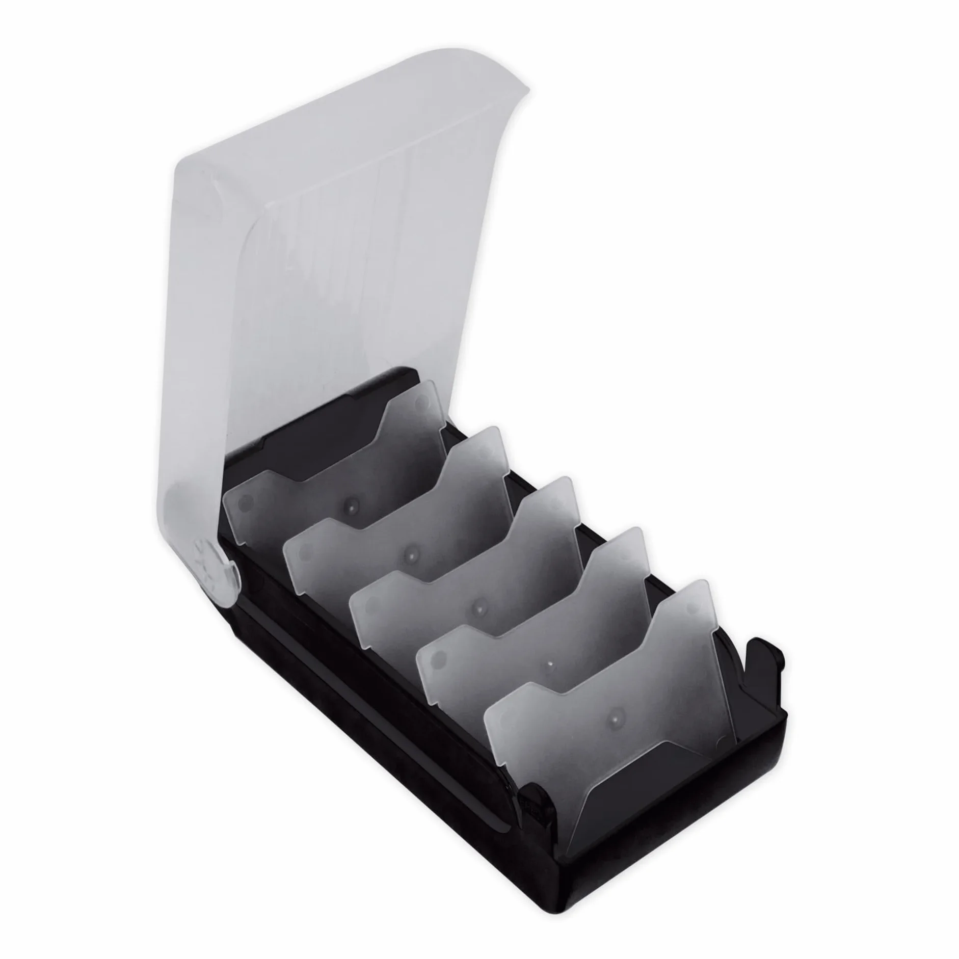 TimeTEX Boîte à fiches en plastique A8 semi-transparente avec couvercle rétractable 5 compartiments 20 x 9 x 6,5 cm noir