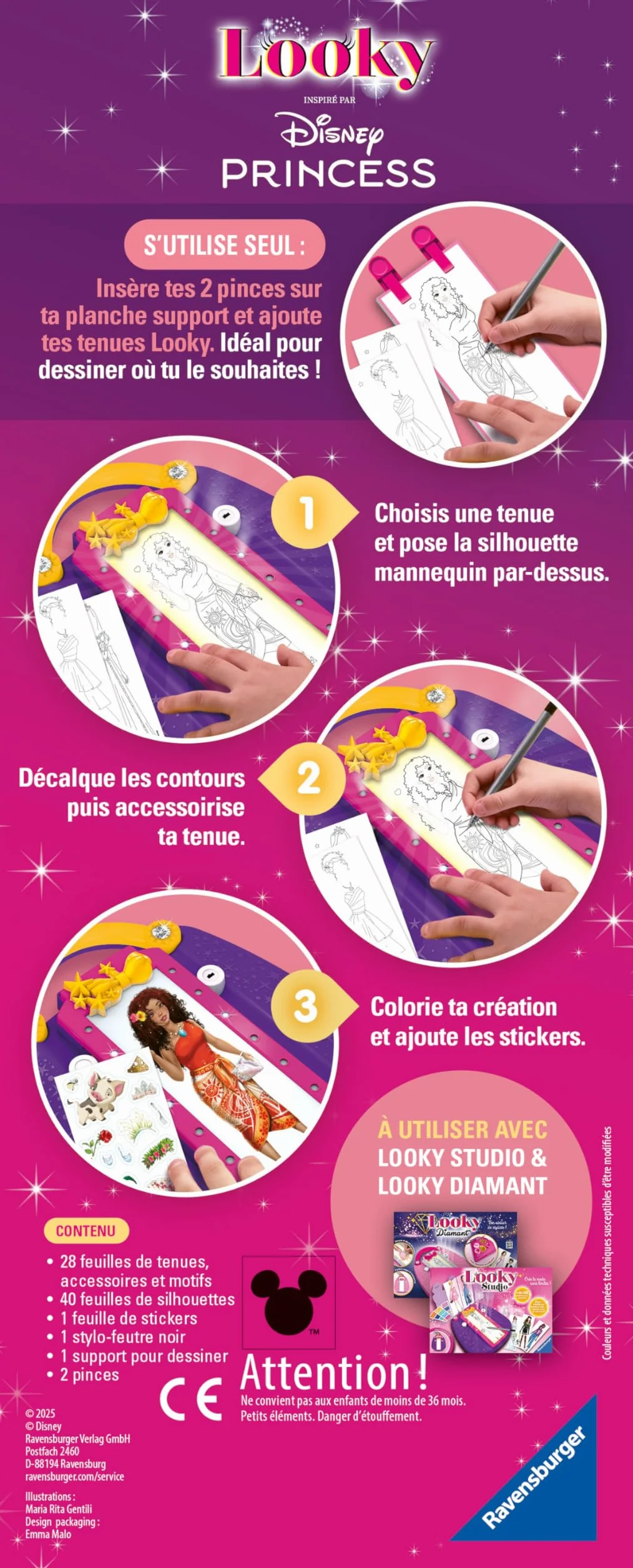 Ravensburger Looky Disney Princesses Machine Looky Dessin de Mode Stylisme Dès 6 Ans 25961