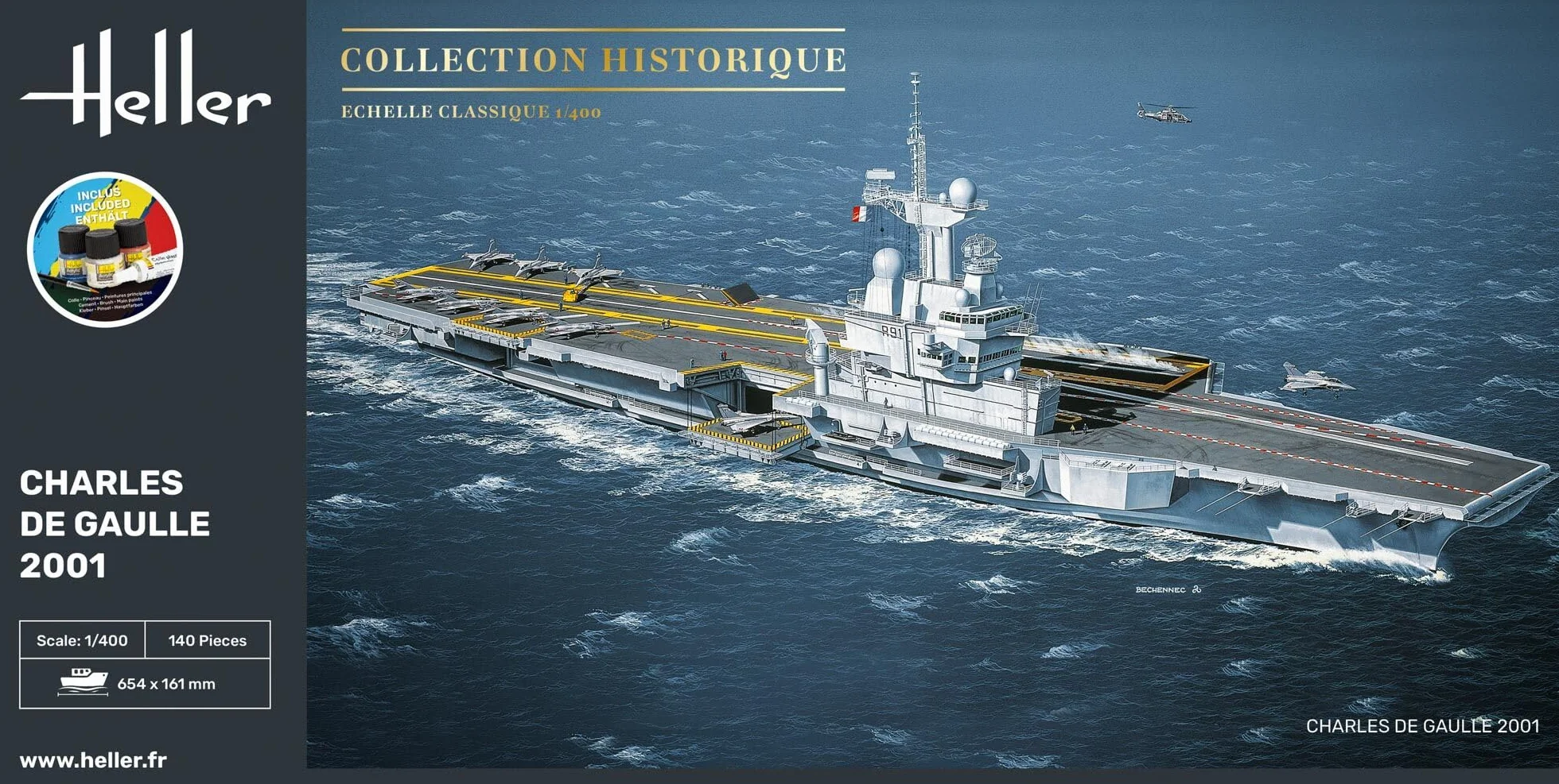 Heller Joustra Maquette bateau Porte Avions Charles De Gaulle Starter Kit