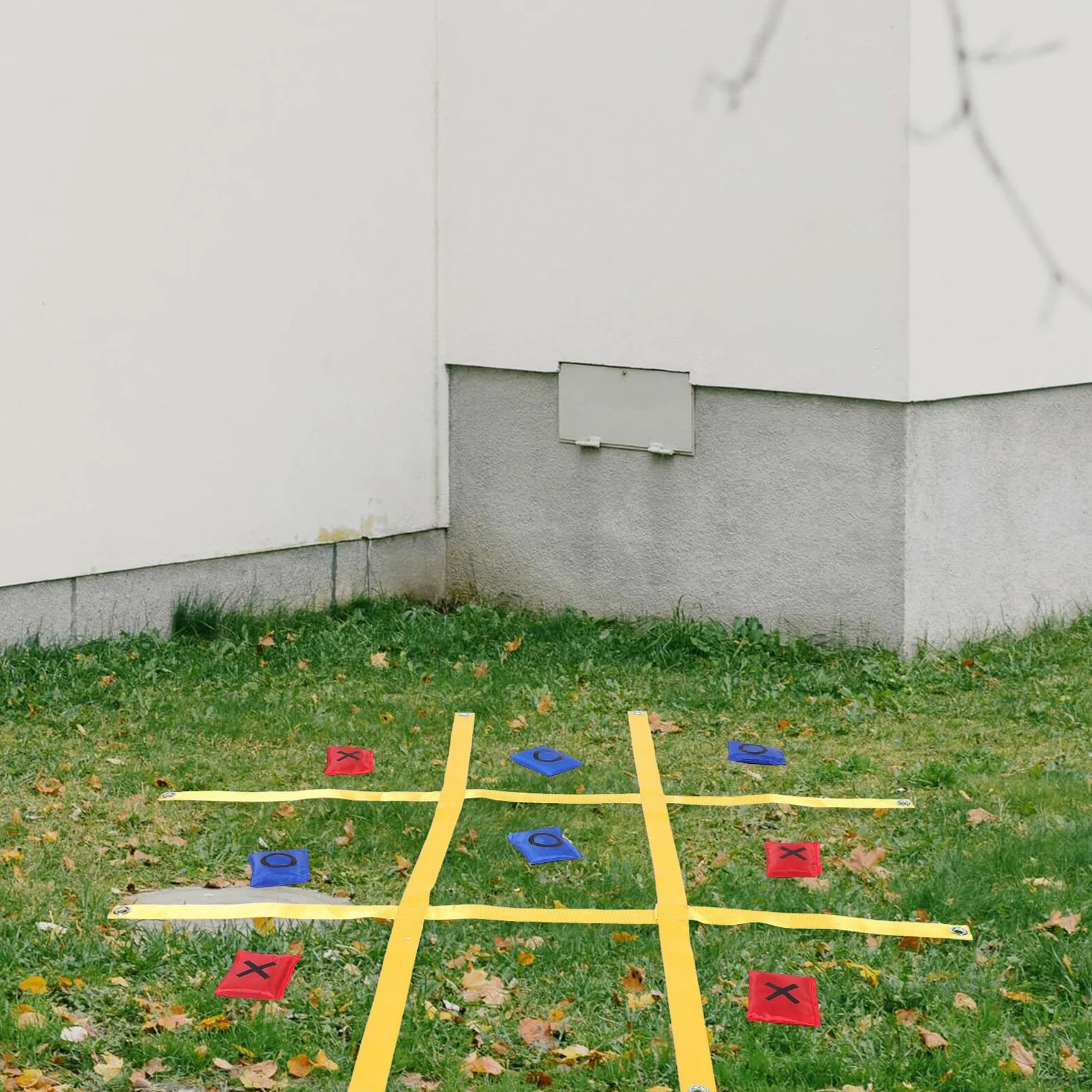 Hohopeti Jeu de Morpion Extra-Large D’extérieur pour Jardin, 1 Set Jaune | Nylon, Format Portable à Ranger, Installation Simple, pour Camping et Maison