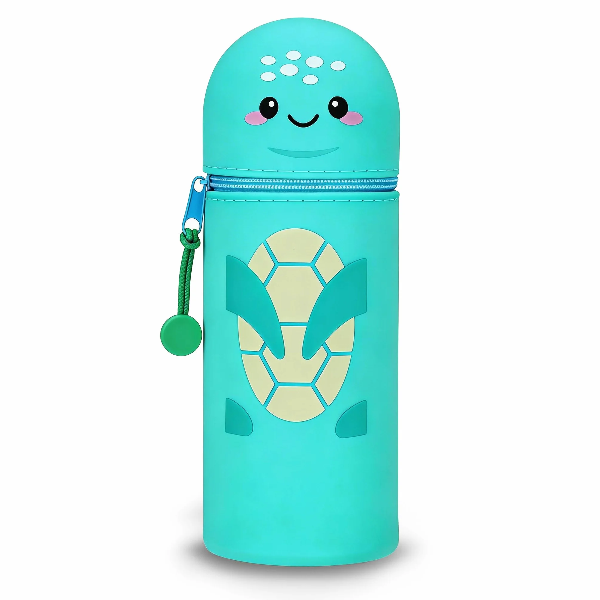 Kawaii Trousse 2 en 1 silicone souple - Porte-crayons de table, fermeture éclair, H 18,5 cm