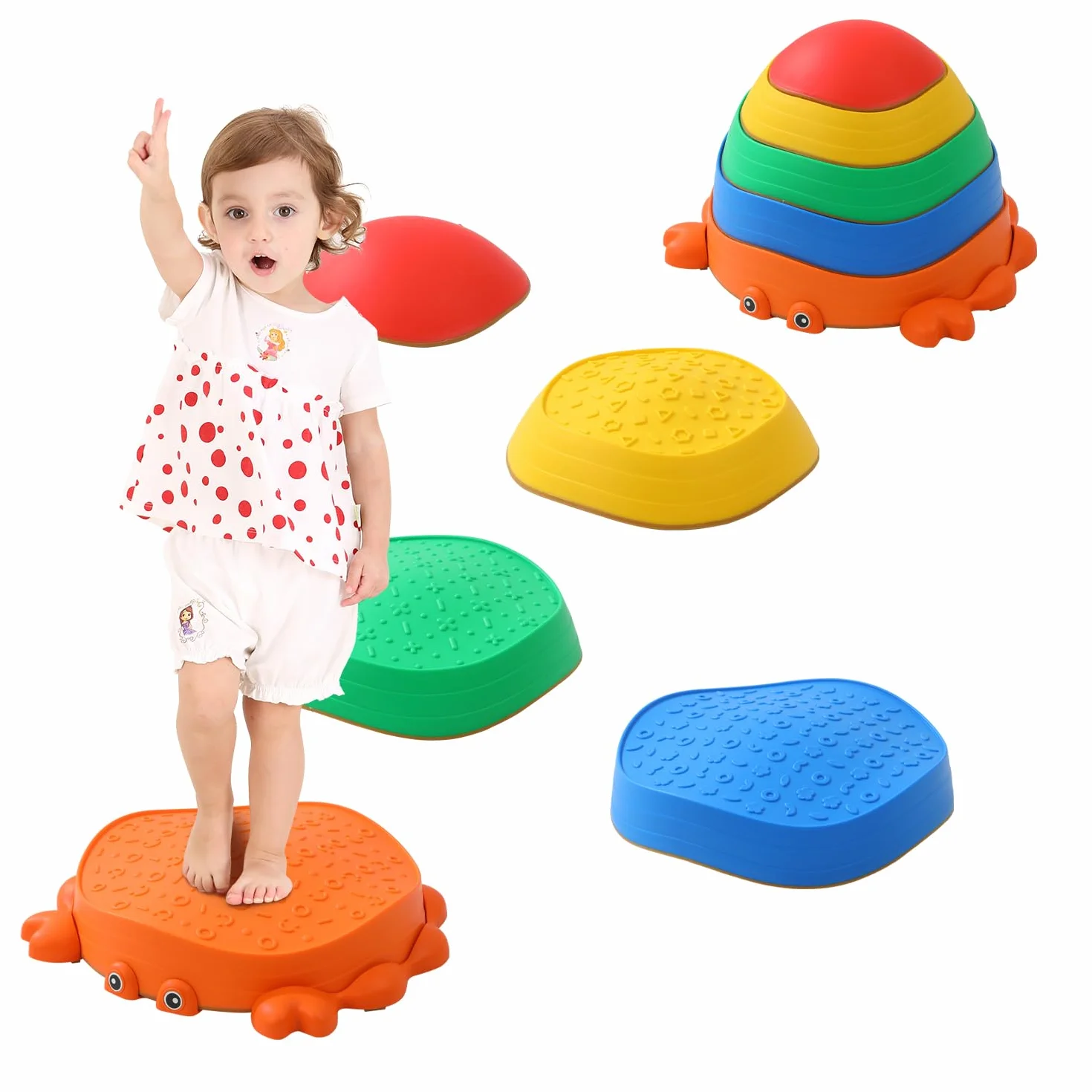 UBRAVOO Pierres d'équilibre antidérapantes lot de 5 pour enfants 3 ans+ intérieur extérieur