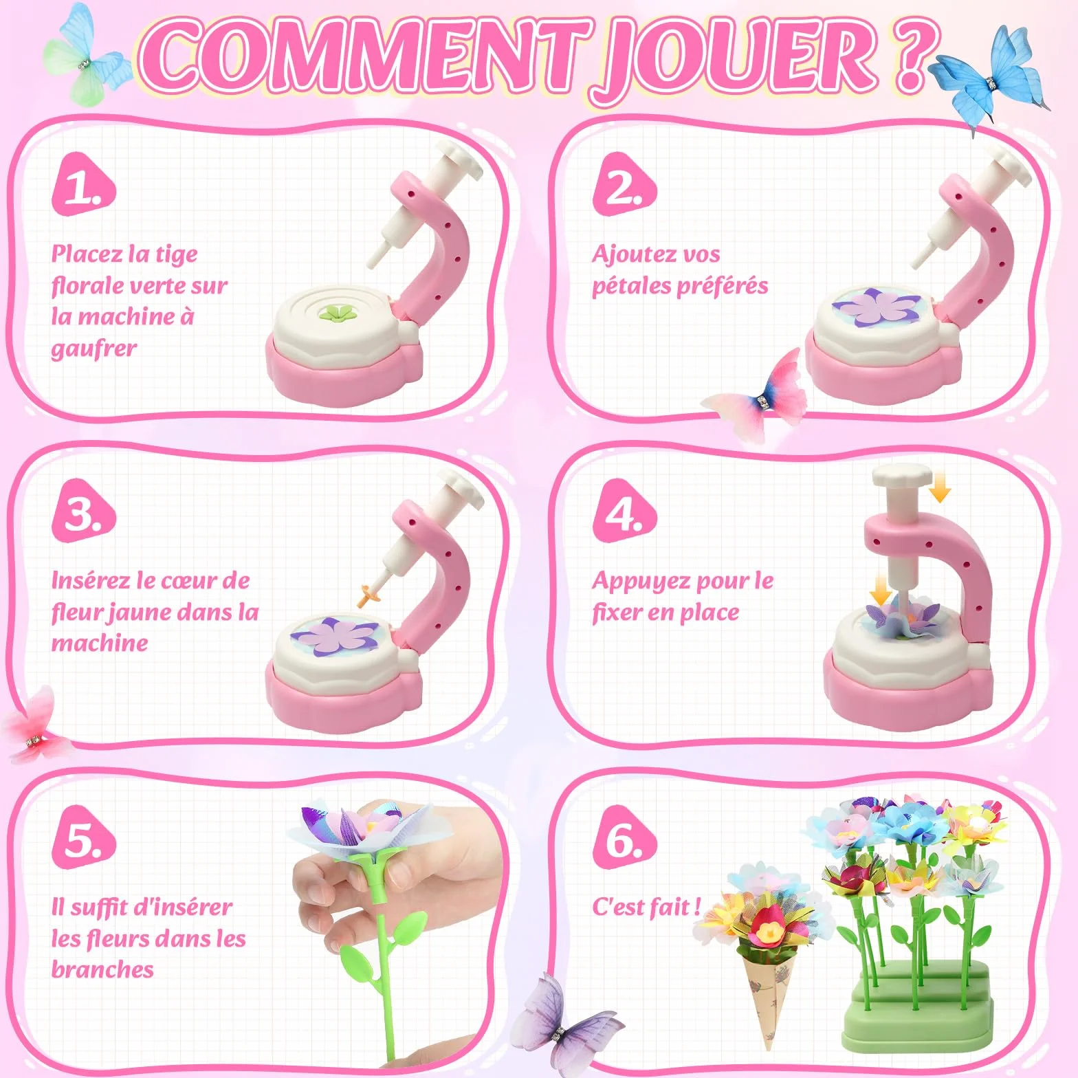 Kit Création Bouquet de Fleurs DIY, Activité Manuelle Enfant 3-10 Ans, Idée Cadeau Anniversaire Noël