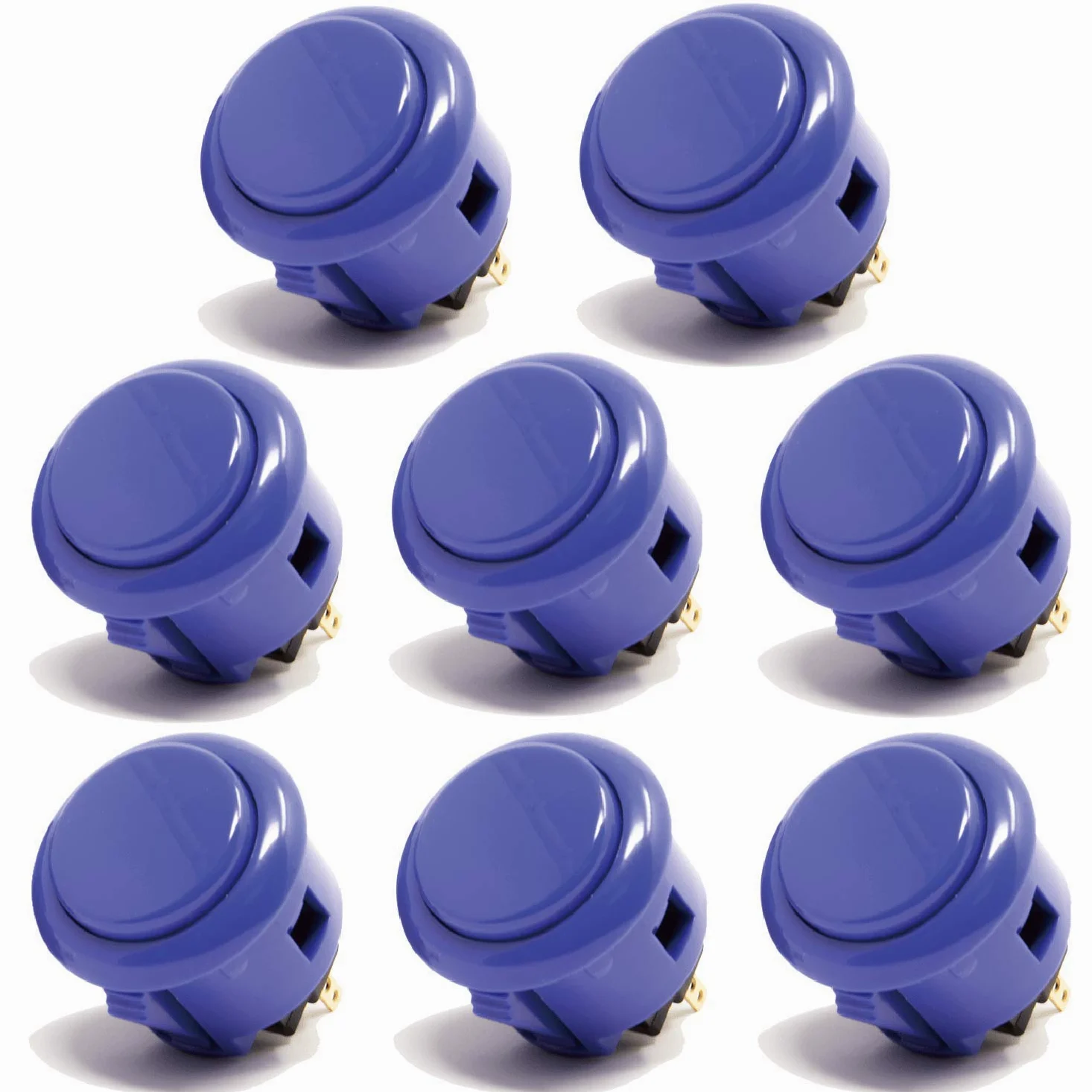 SANWA Lot de 8 boutons poussoirs OBSF-30 pour console de jeux d'arcade Bleu foncé 30 mm