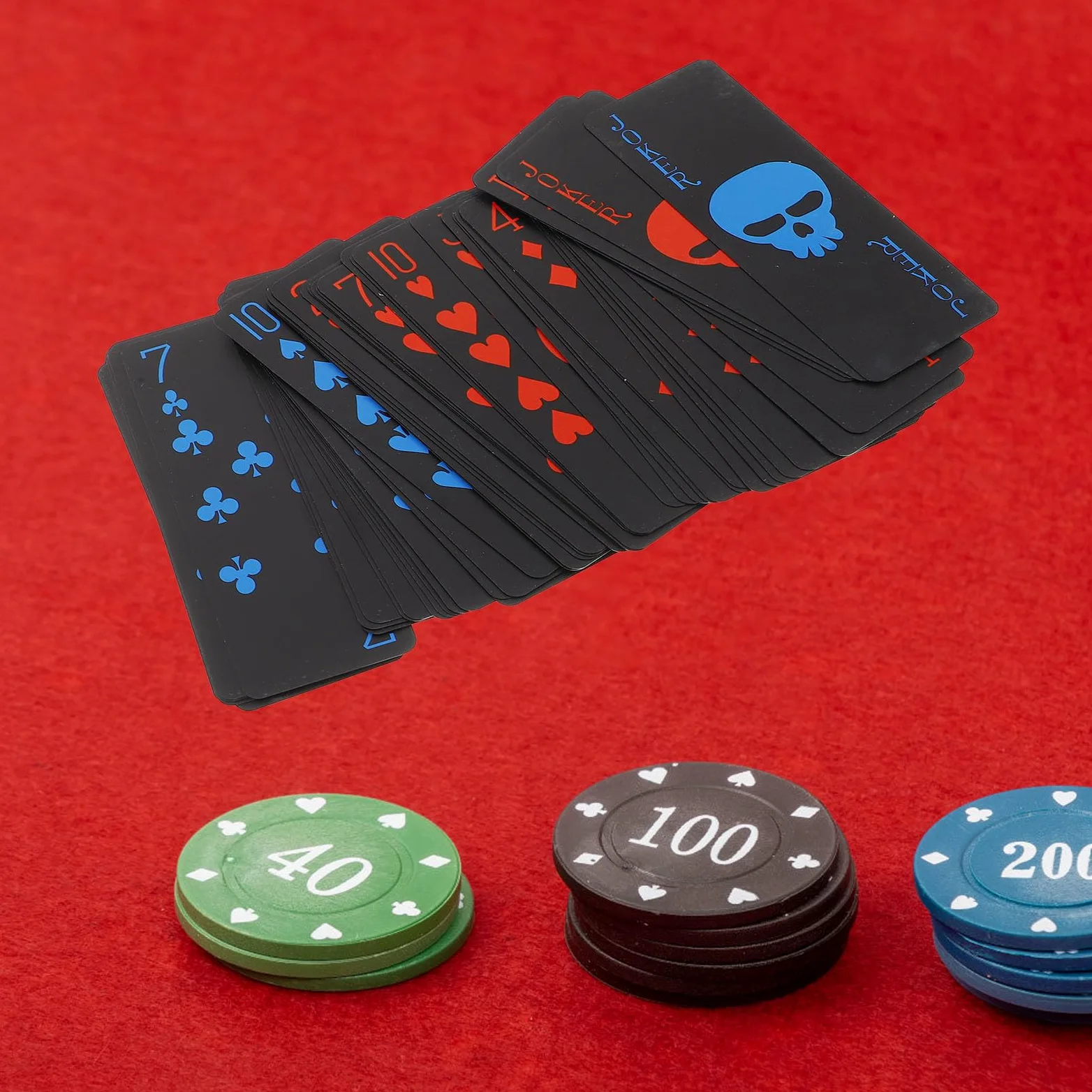 HOMSFOU Cartes à Poker en PVC Noir Étanches Motif Crâne Créatif, Durabilité Exceptionnelle pour Jeux de Cartes en Famille ou Soirée
