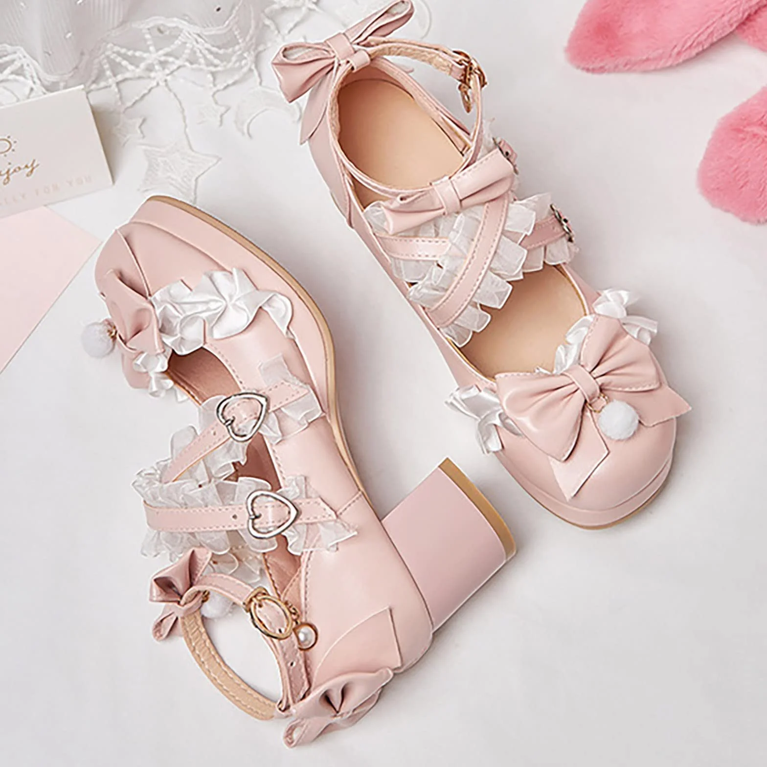 Escarpins Mary Jane enfants filles princesse talon haut Kawaii Lolita cosplay fête plateau