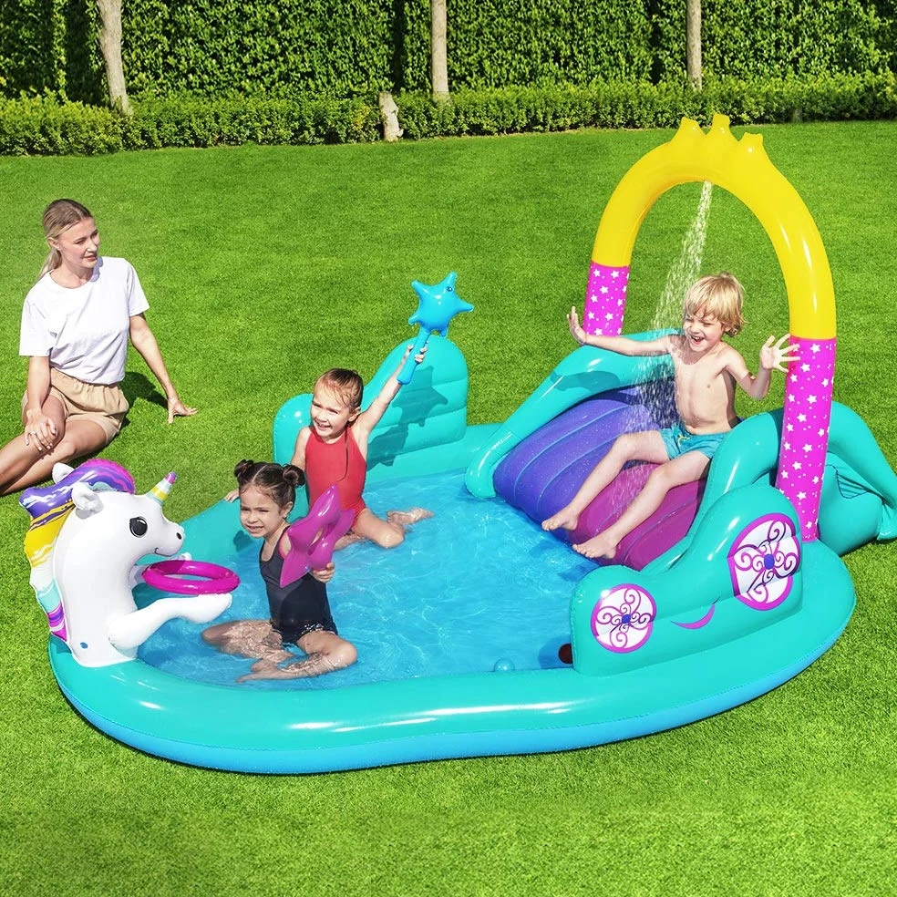 BESTWAY Aire de jeux avec pataugeoire Licorne 274 x 198 x 137 cm