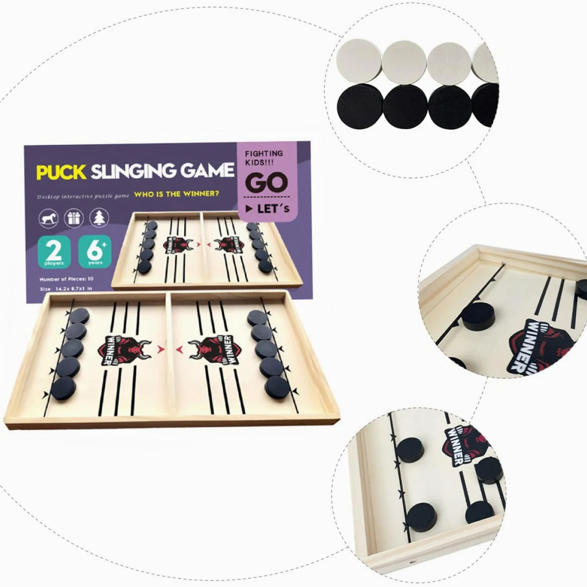 BESTonZON Jeu de Société en Bois pour Garçon et Filles et Adultes Petit Format Jeu de Palets à Fronde Rapide Jouet Éducatif Interactif pour Bataille de Bureau en Famille