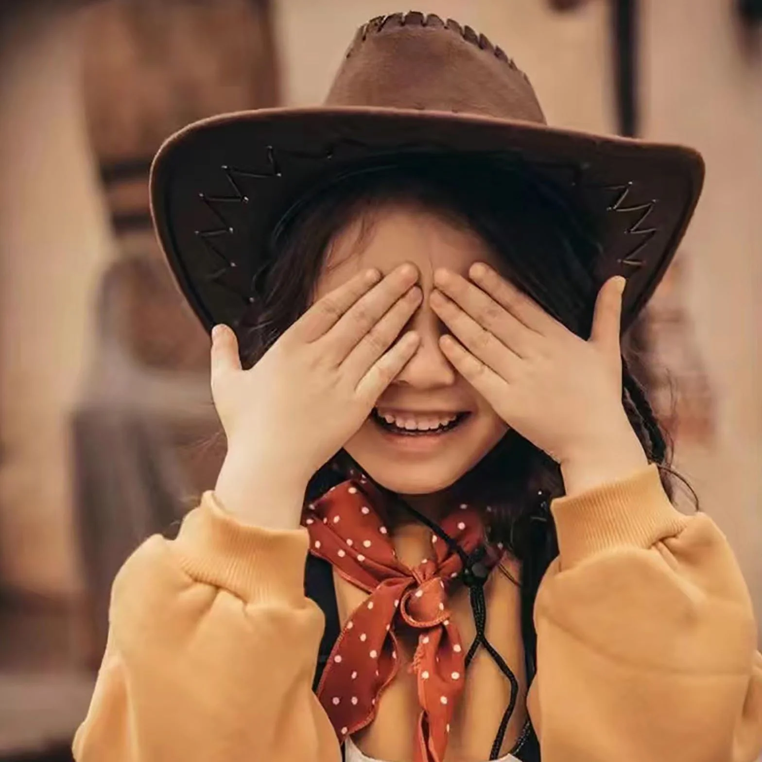 Chapeau de cowboy en daim synthétique pour enfants