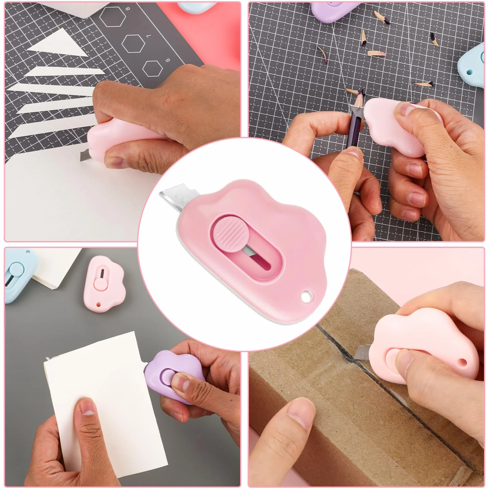 Ouligay 6 Pièces Couteau utilitaire rétractable Coupe-boîte de sécurité Ouvre-lettres
