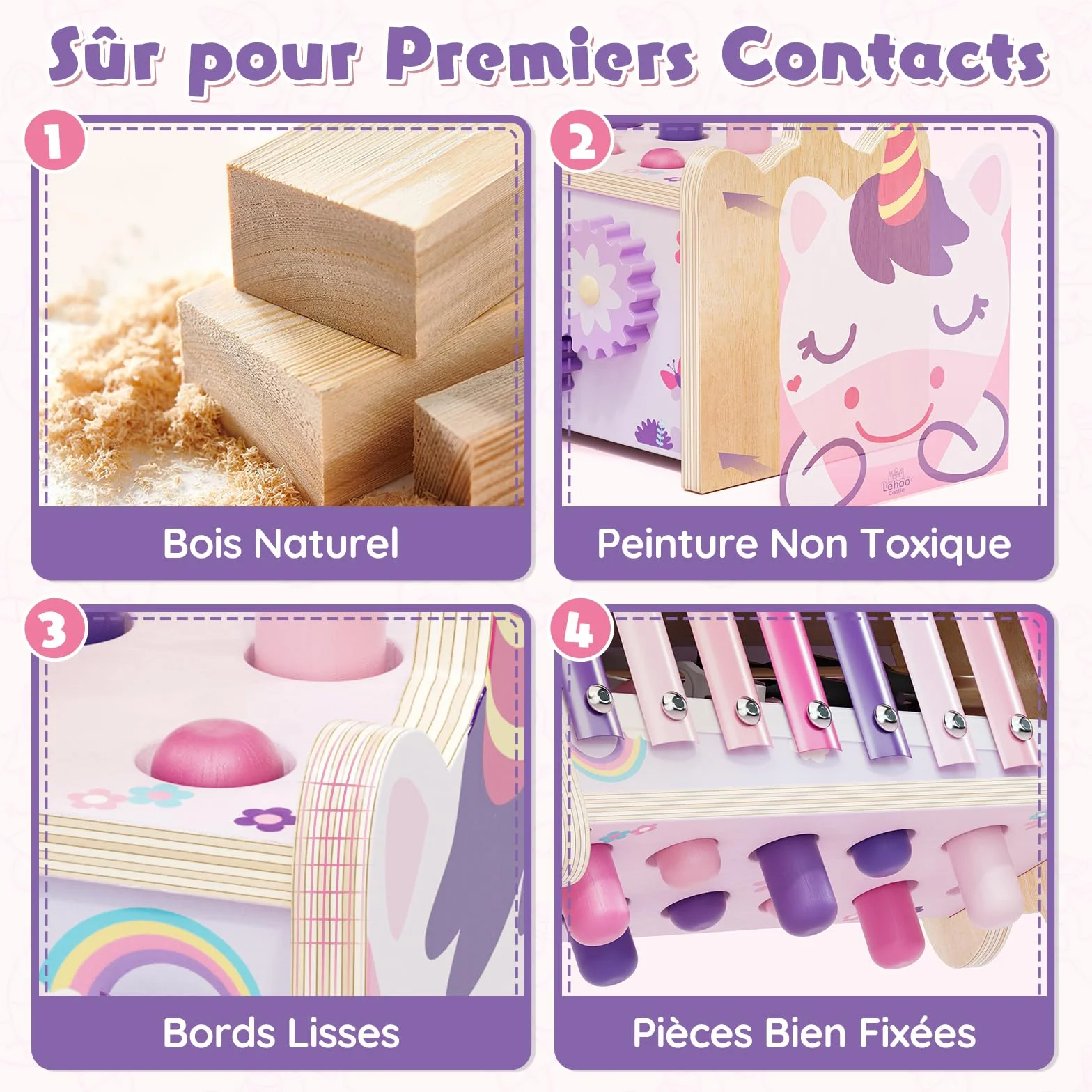 Jouets Montessori 1 An Bébés Jouet en Bois avec Xylophone et Marteaux Filles Jouets d'Éveil Motricité Cadeaux Éducatifs 1-3 Ans