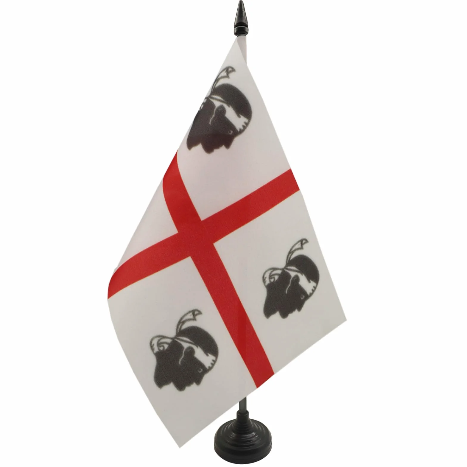 Drapeau De Table Sardaigne 21x14 cm - Petit Drapeau Sarde De Bureau 100% Polyester Avec Hampe 25cm